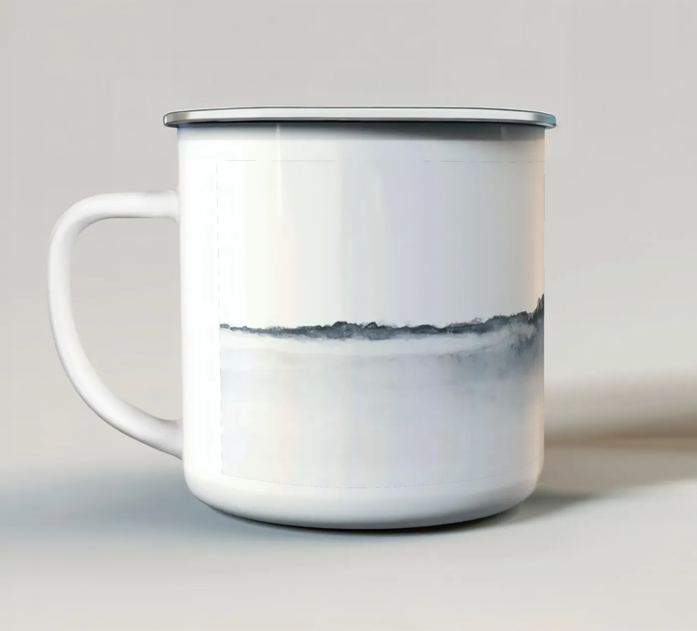 Abstract landscape in blue-grey enamel mug by NouveauPrints