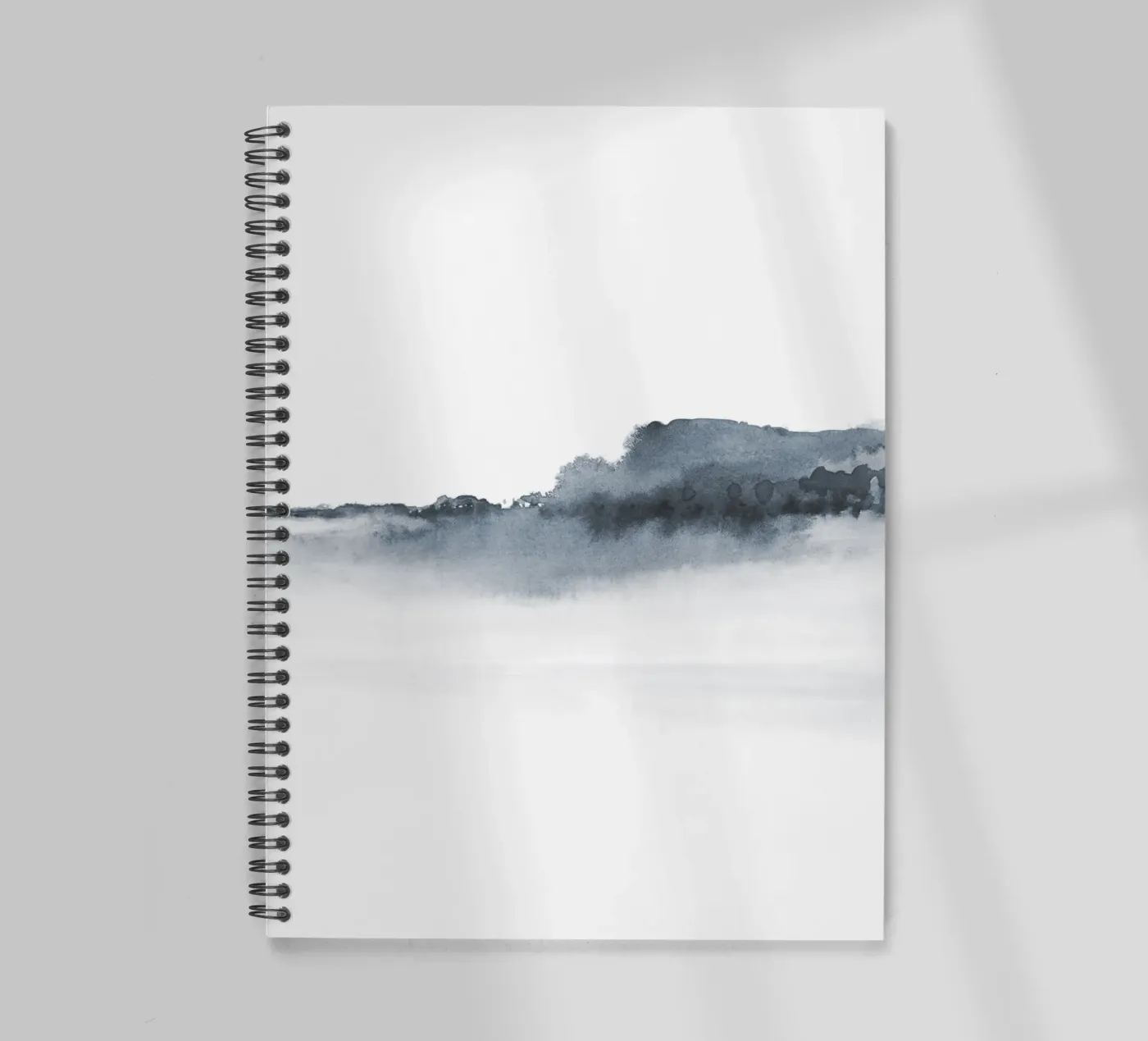 Abstrakte Landschaft in Blau-Grau Ringbuch von NouveauPrints