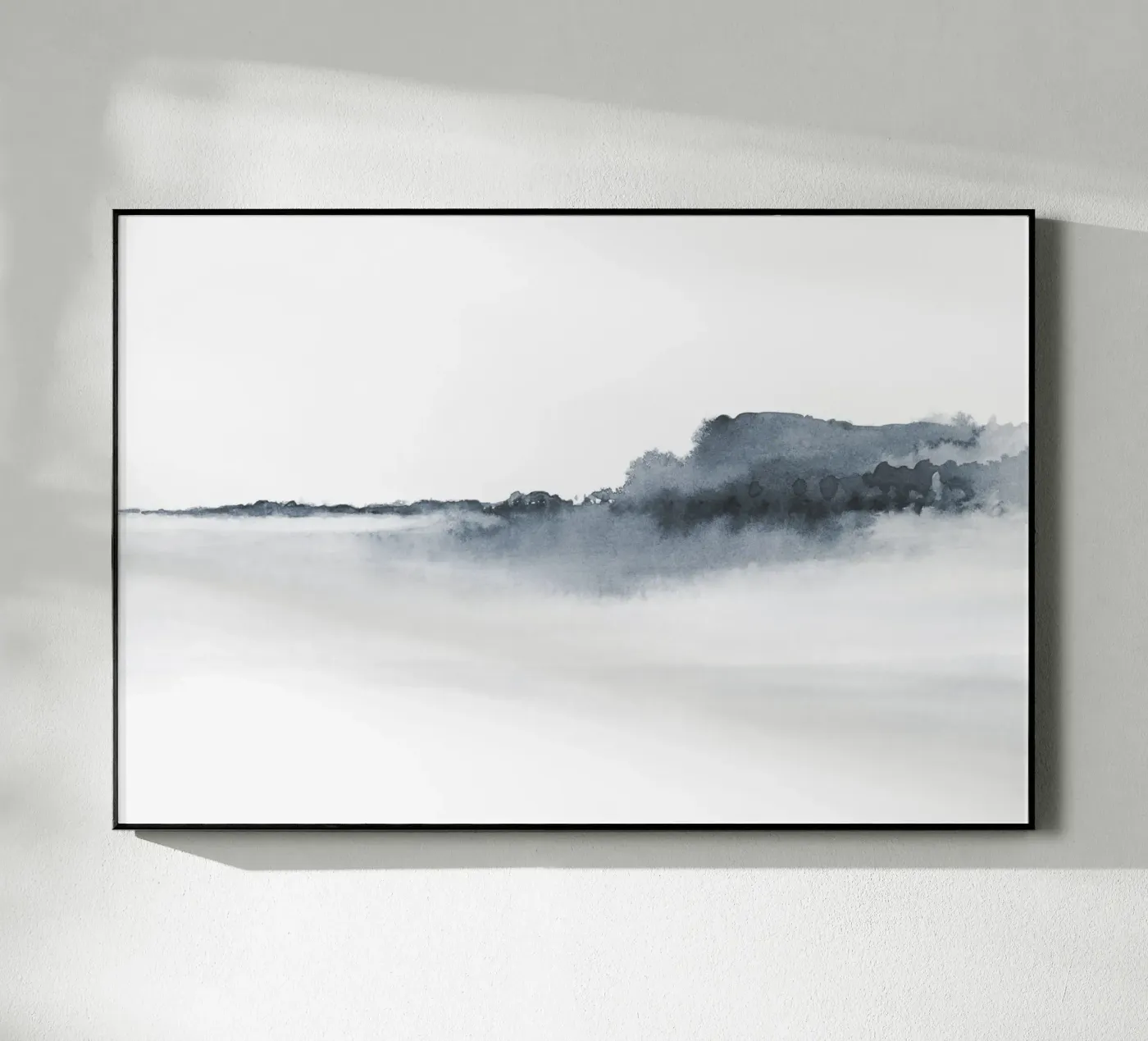 Abstrakte Landschaft in Blau-Grau Acryl-Glas von NouveauPrints