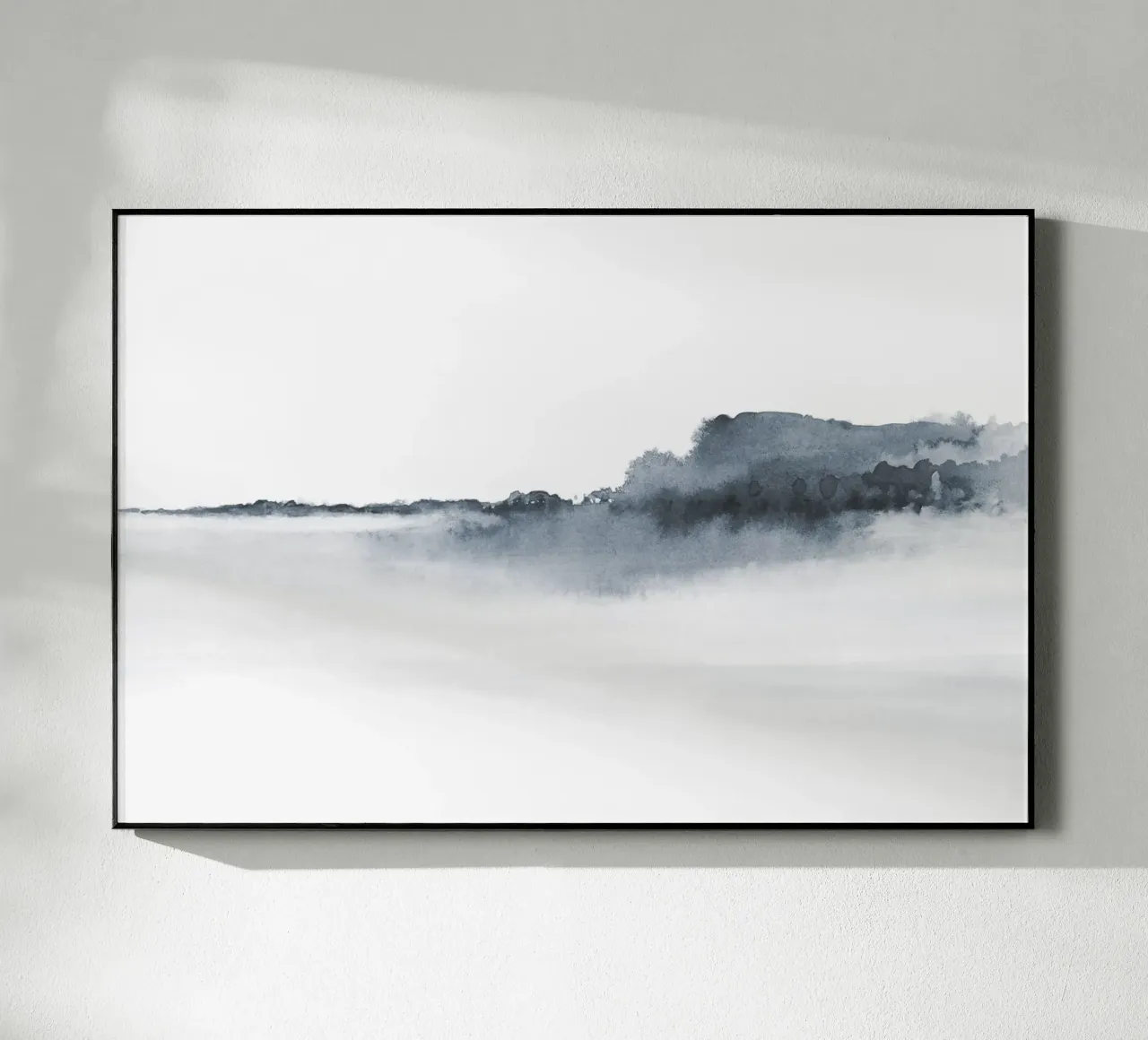 Abstract landschap in blauw-grijs acryl van NouveauPrints