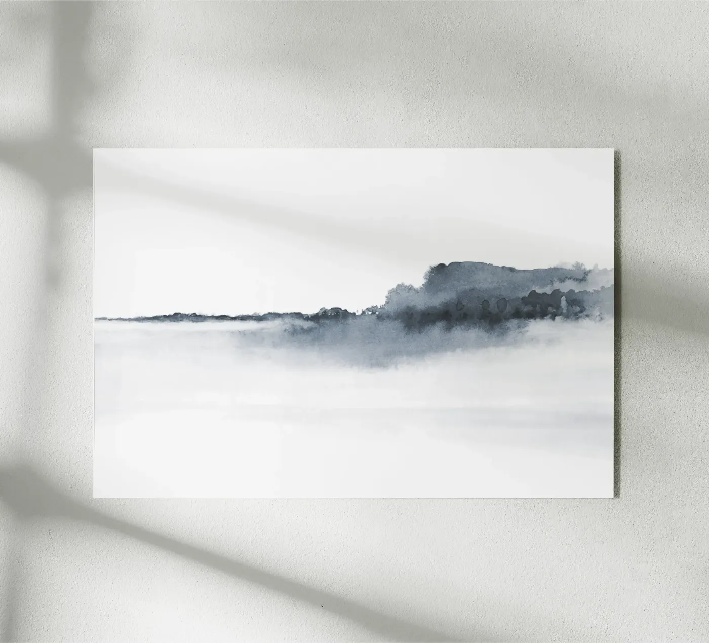 Abstrakte Landschaft in Blau-Grau Acryl-Glas von NouveauPrints