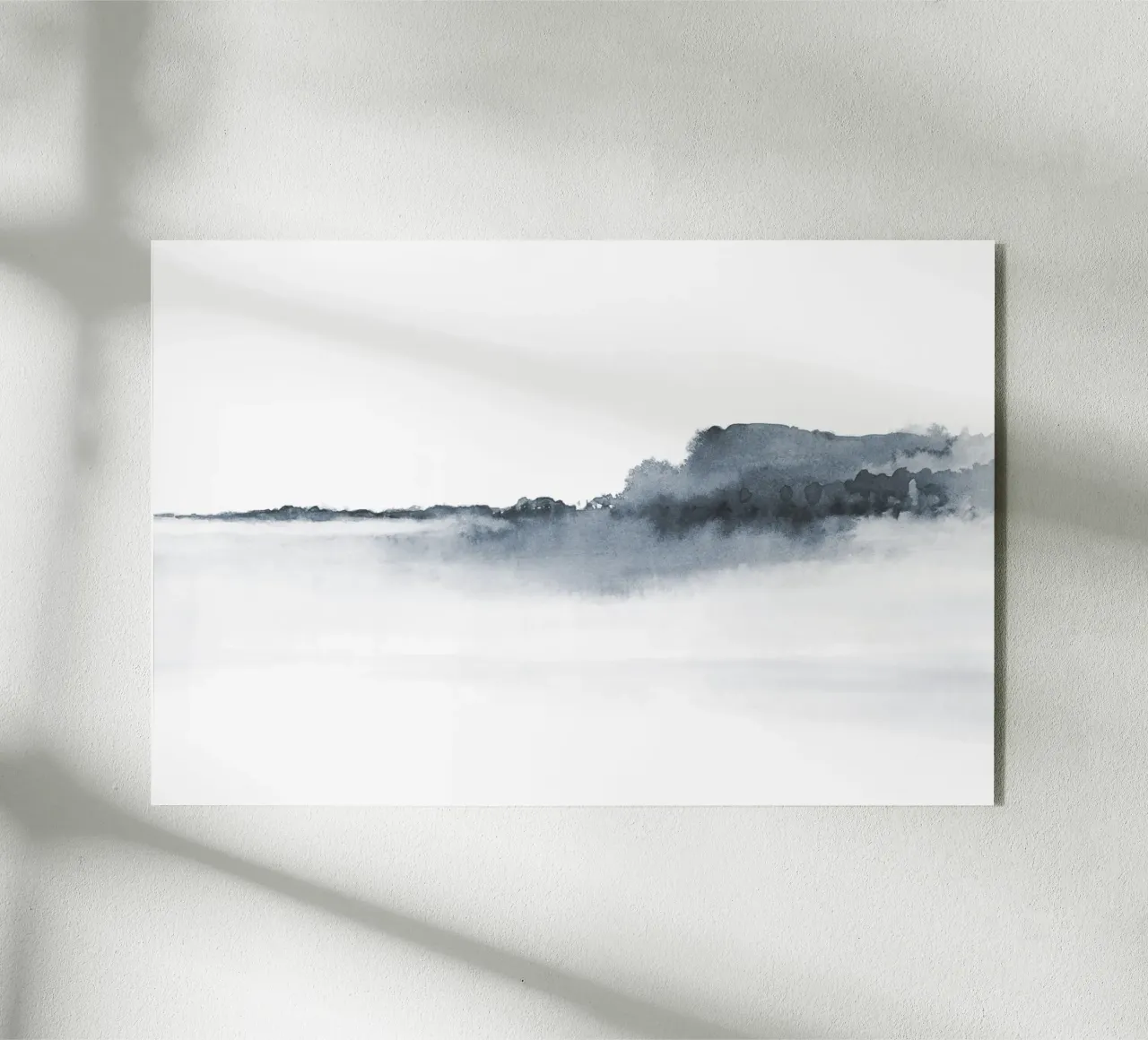 Abstract landschap in blauw-grijs acryl van NouveauPrints