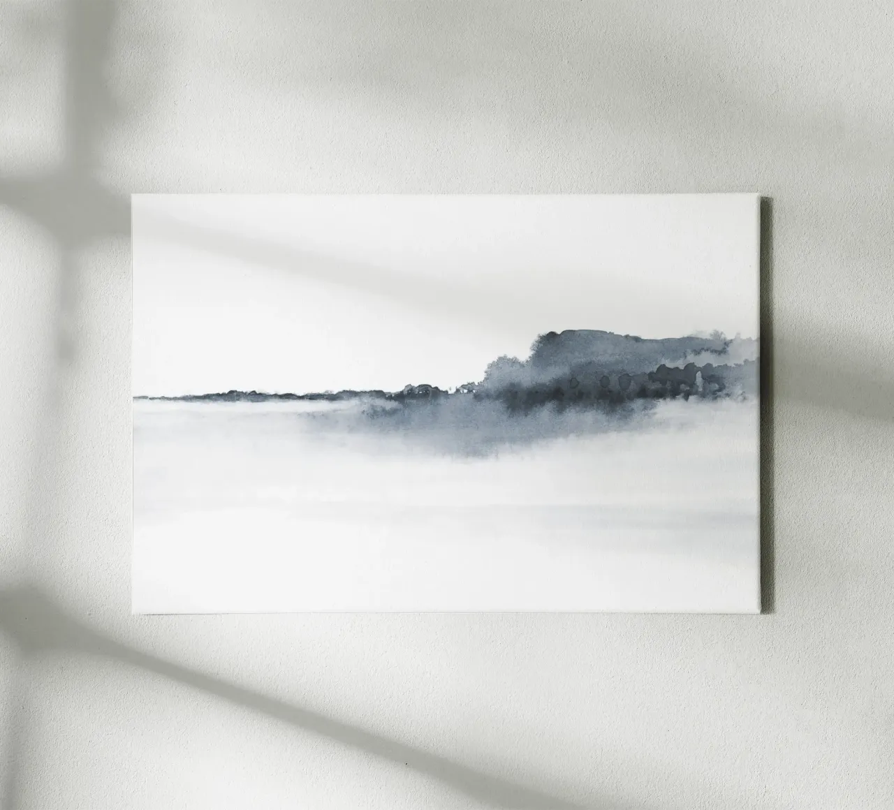 Abstract landschap in blauw-grijs canvas van NouveauPrints