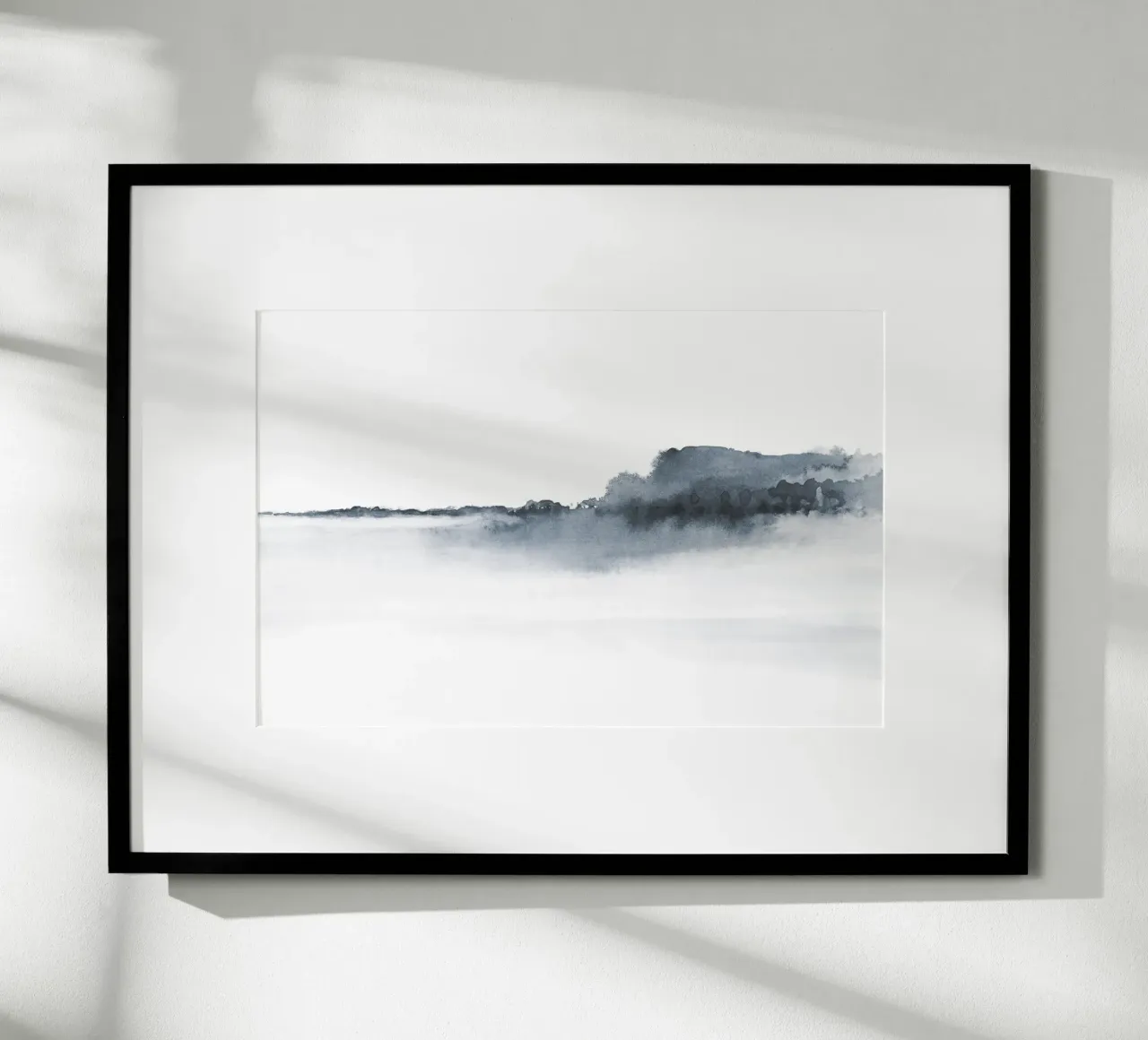 Abstract landschap in blauw-grijs hahnemühle van NouveauPrints
