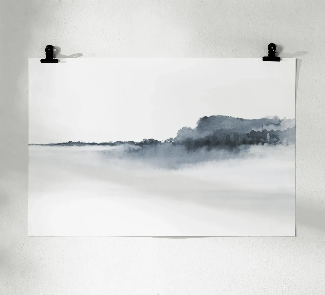 Abstract landschap in blauw-grijs hahnemühle van NouveauPrints