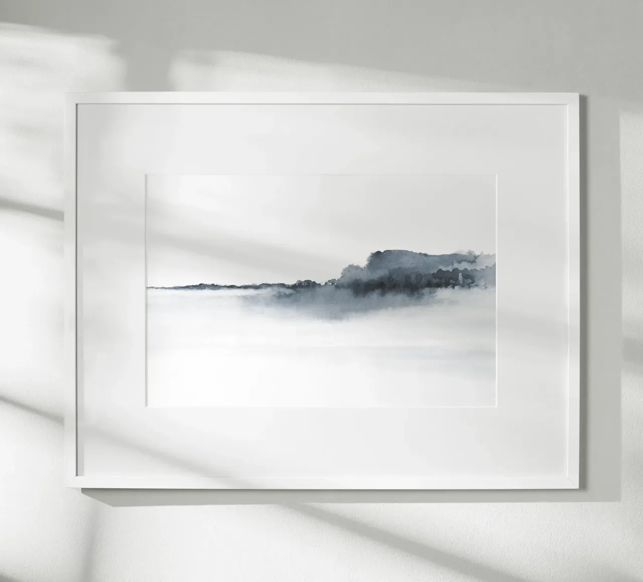 Abstract landscape in blue-grey hahnemühle van NouveauPrints