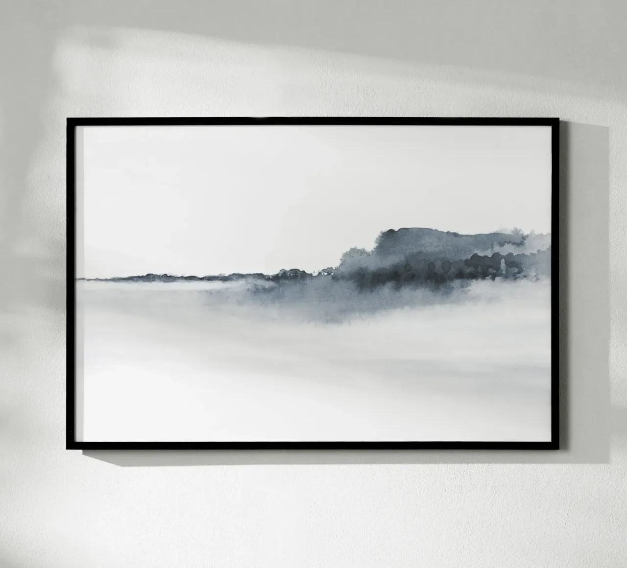 Abstract landschap in blauw-grijs hahnemühle van NouveauPrints
