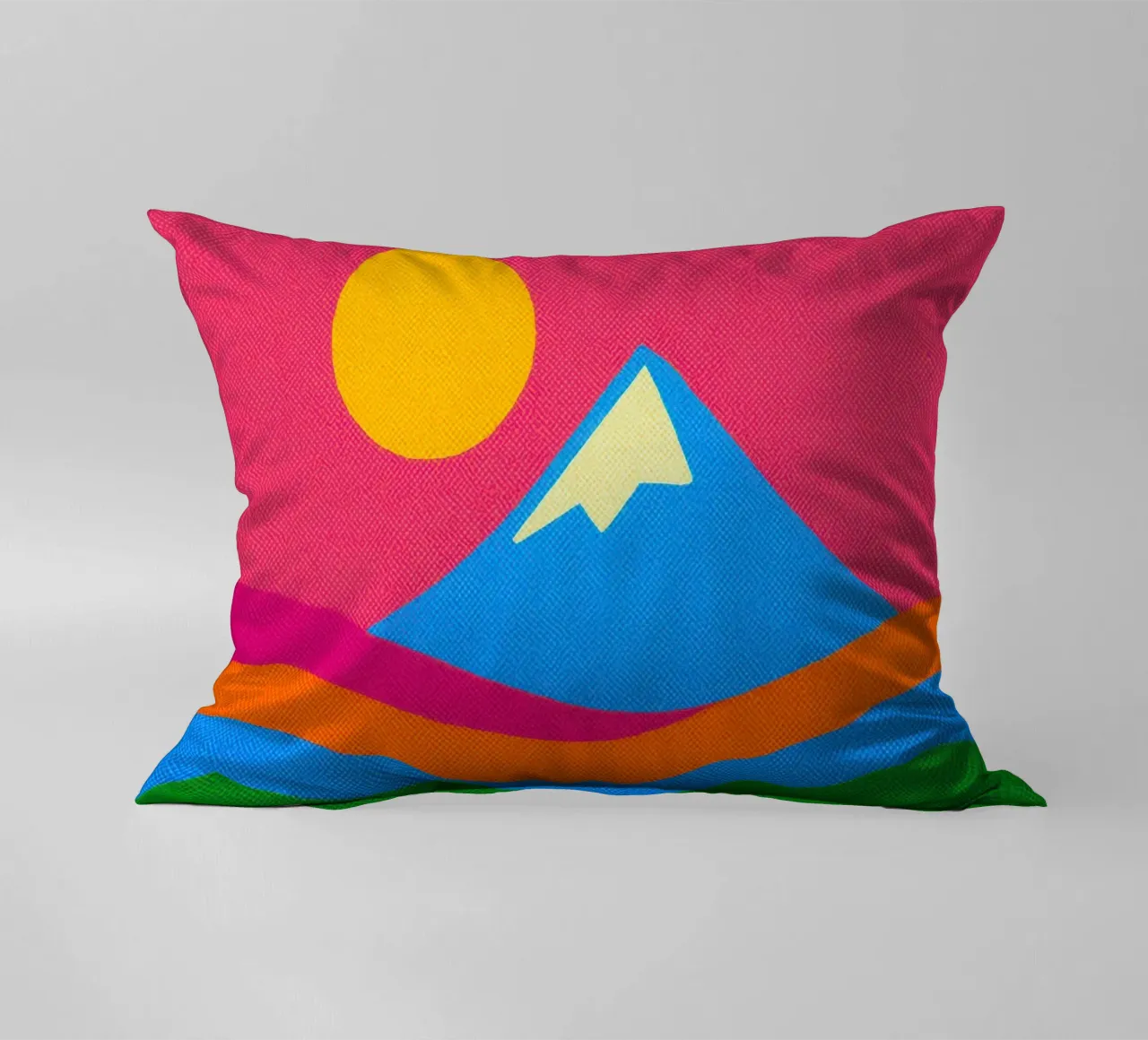 Il Monte Fuji: un'esplosione pop nel cuore del Giappone cuscino da Affiches Soleil & Déco Lumineuse – Sunny