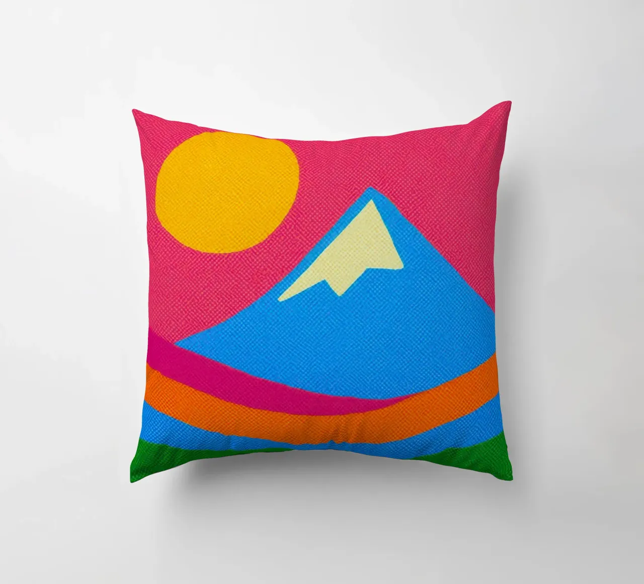 Il Monte Fuji: un'esplosione pop nel cuore del Giappone cuscino da Affiches Soleil & Déco Lumineuse – Sunny