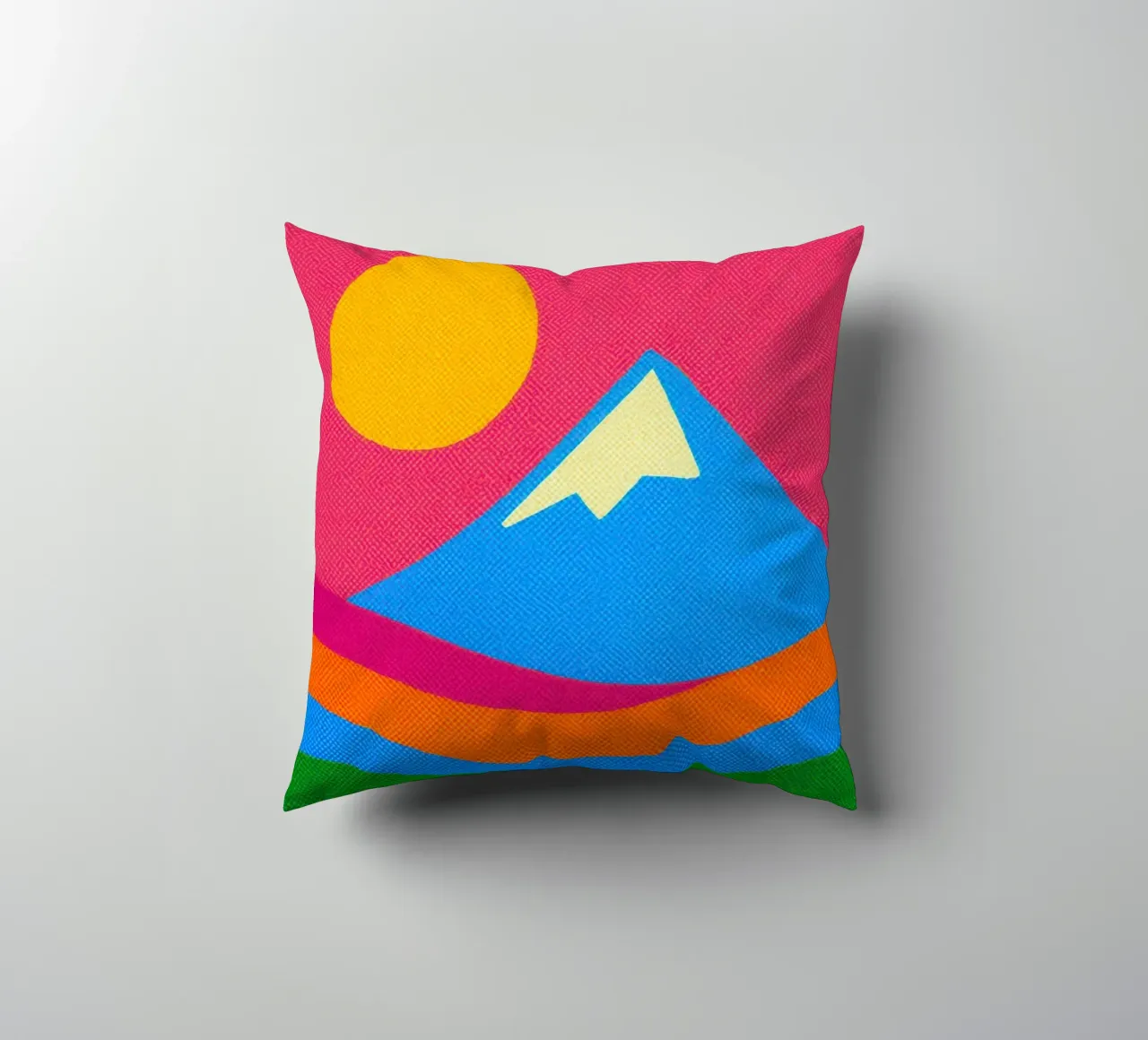 Il Monte Fuji: un'esplosione pop nel cuore del Giappone cuscino da Affiches Soleil & Déco Lumineuse – Sunny