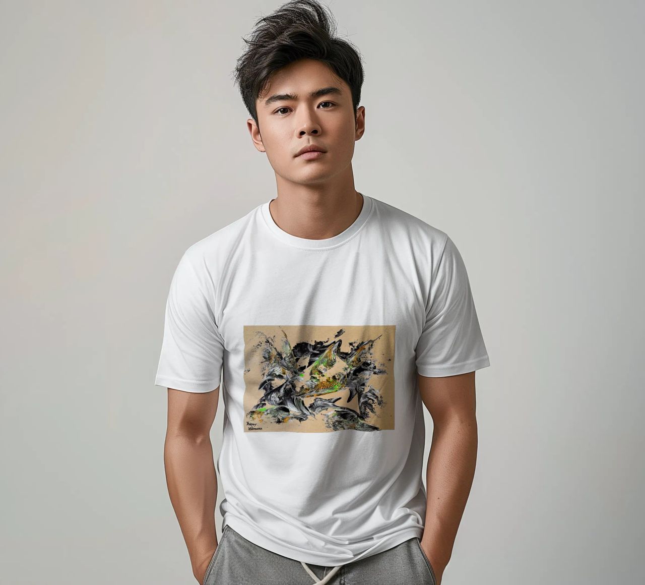 MESSAGE FROM THE HEART 30 t-shirt da Thierry Vobmann Abstract painting