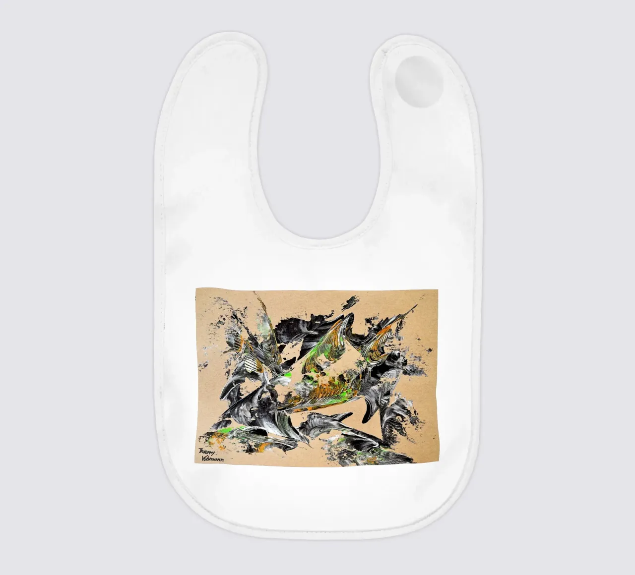 MESSAGE FROM THE HEART 30 baby bib by Thierry Vobmann Abstract painting