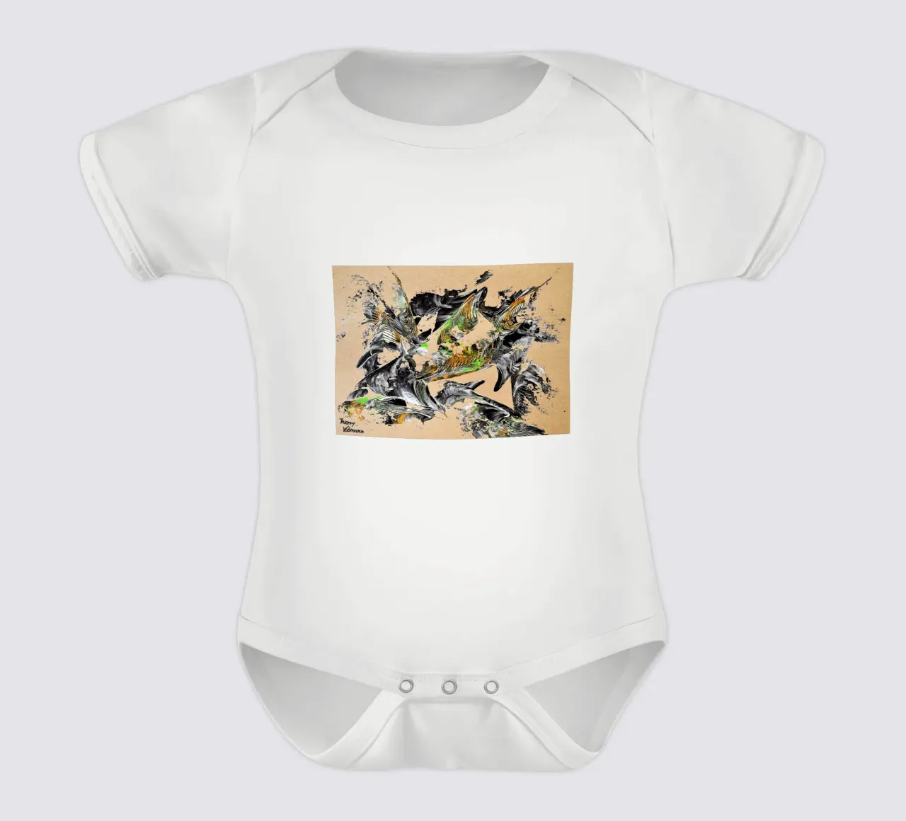 MESSAGE FROM THE HEART 30 body neonato maniche corte da Thierry Vobmann Abstract painting