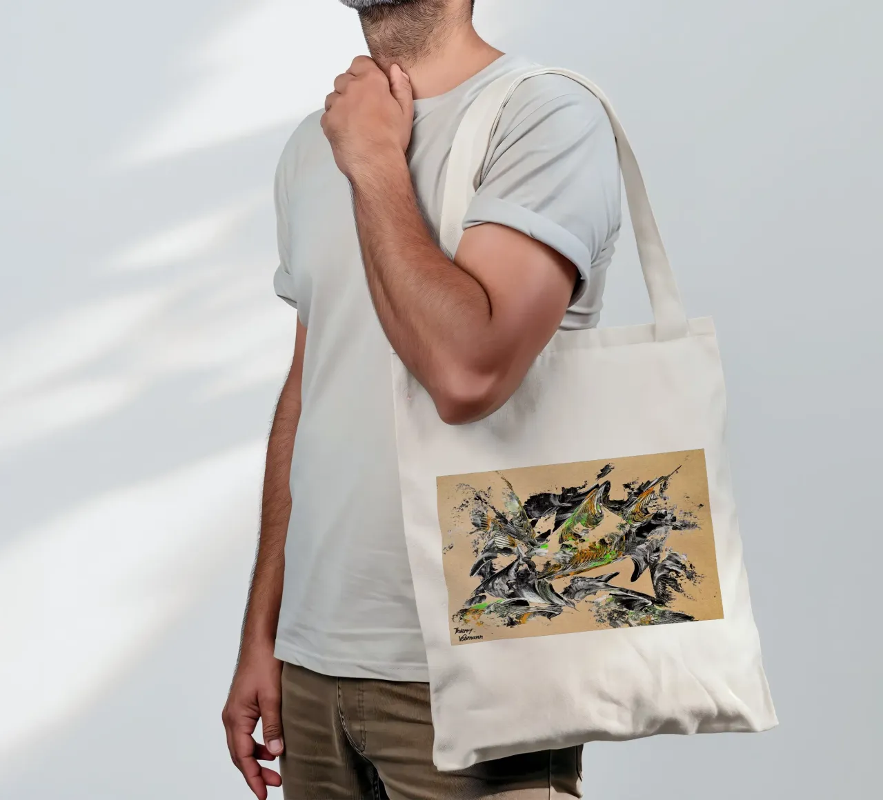 MESSAGE FROM THE HEART 30 borsa in juta da Thierry Vobmann Abstract painting