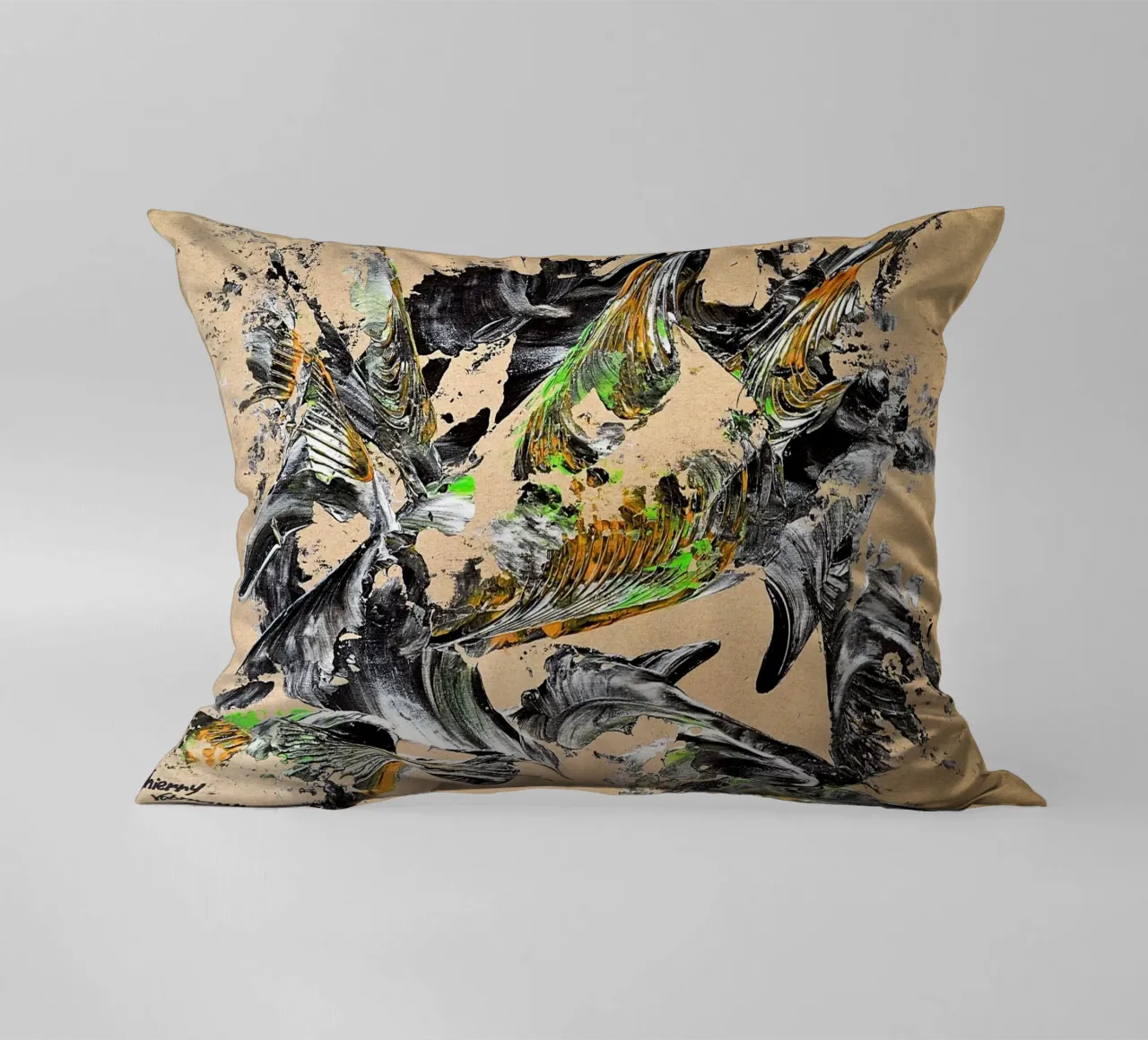 MESSAGE FROM THE HEART 30 cuscino da Thierry Vobmann Abstract painting