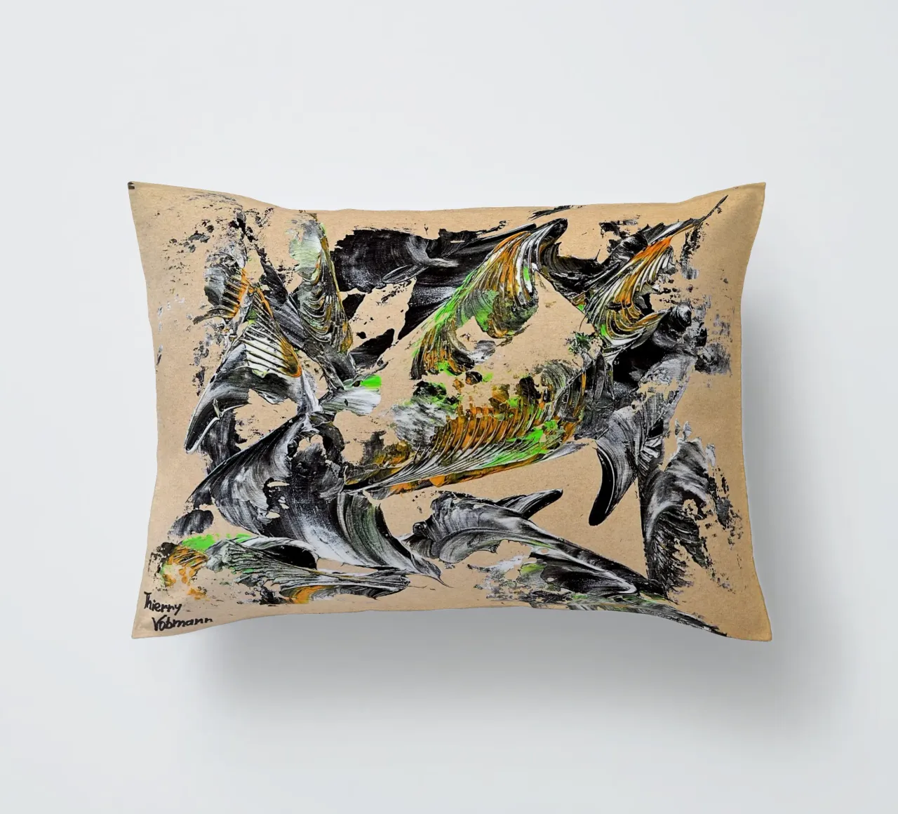 MESSAGE FROM THE HEART 30 cuscino da Thierry Vobmann Abstract painting