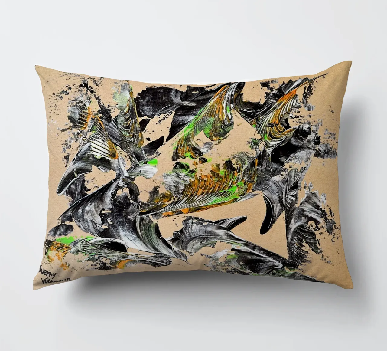 MESSAGE FROM THE HEART 30 cuscino da Thierry Vobmann Abstract painting