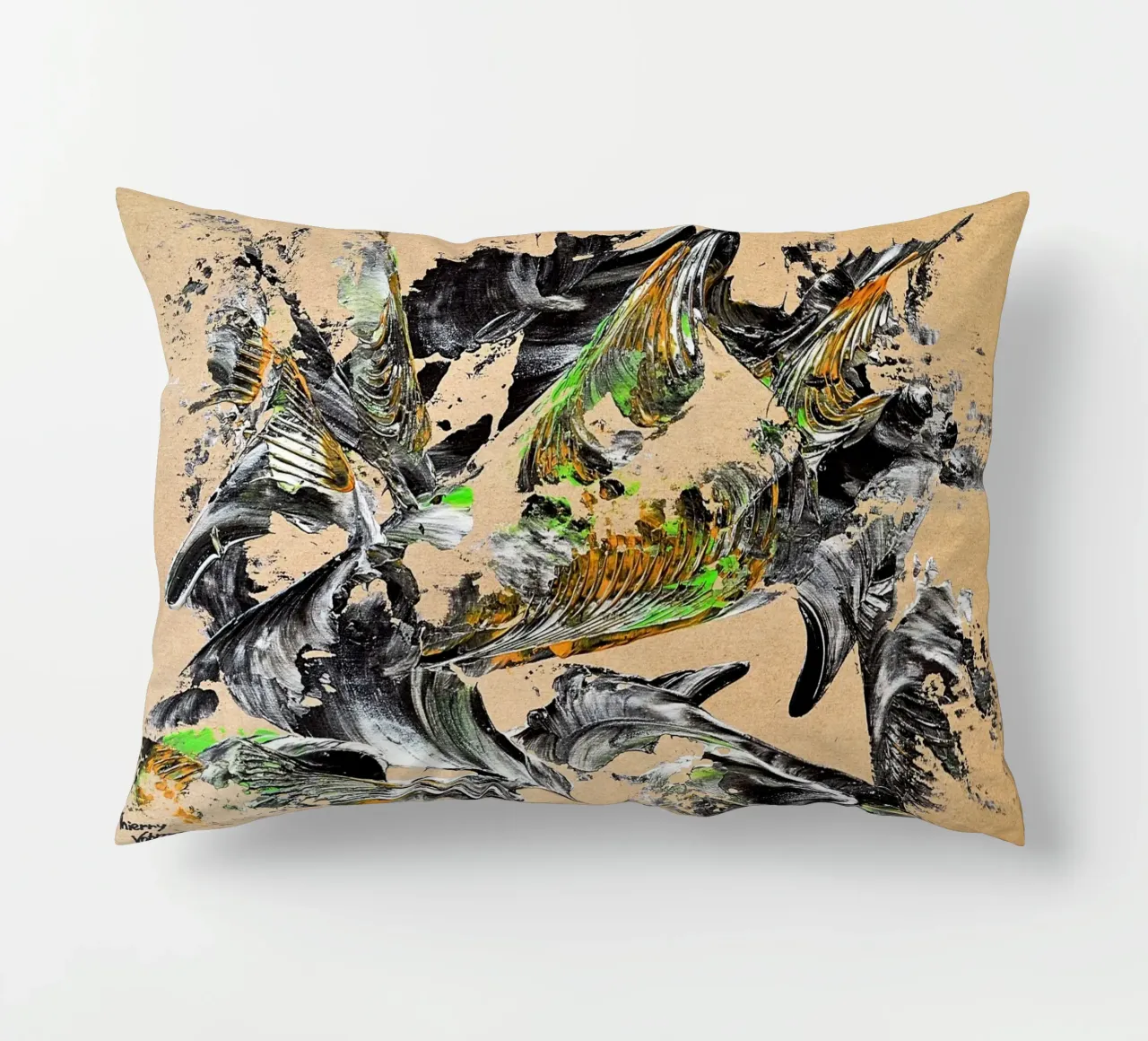 MESSAGE FROM THE HEART 30 cuscino da Thierry Vobmann Abstract painting