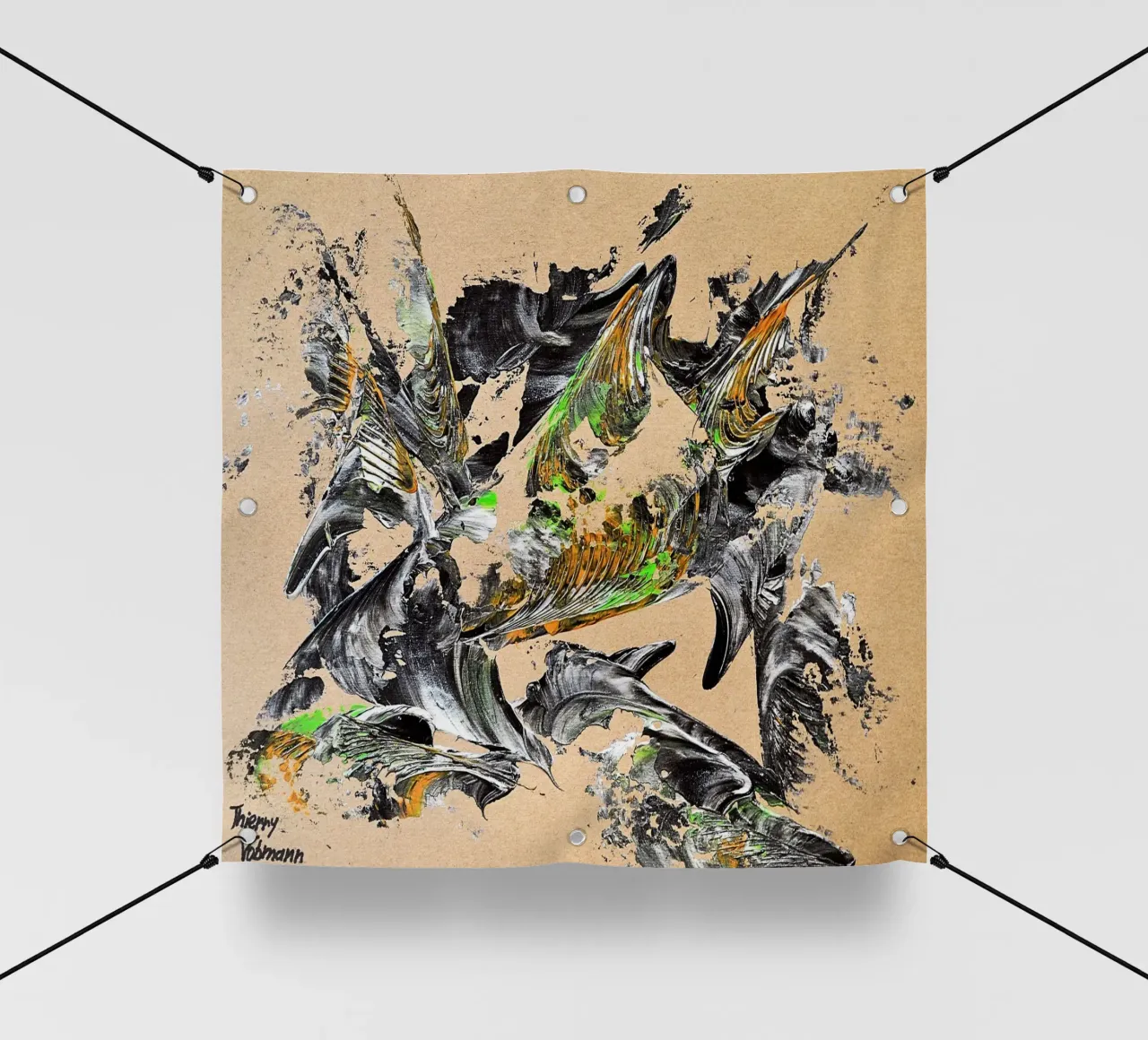 MESSAGE FROM THE HEART 30 telo in pvc da Thierry Vobmann Abstract painting