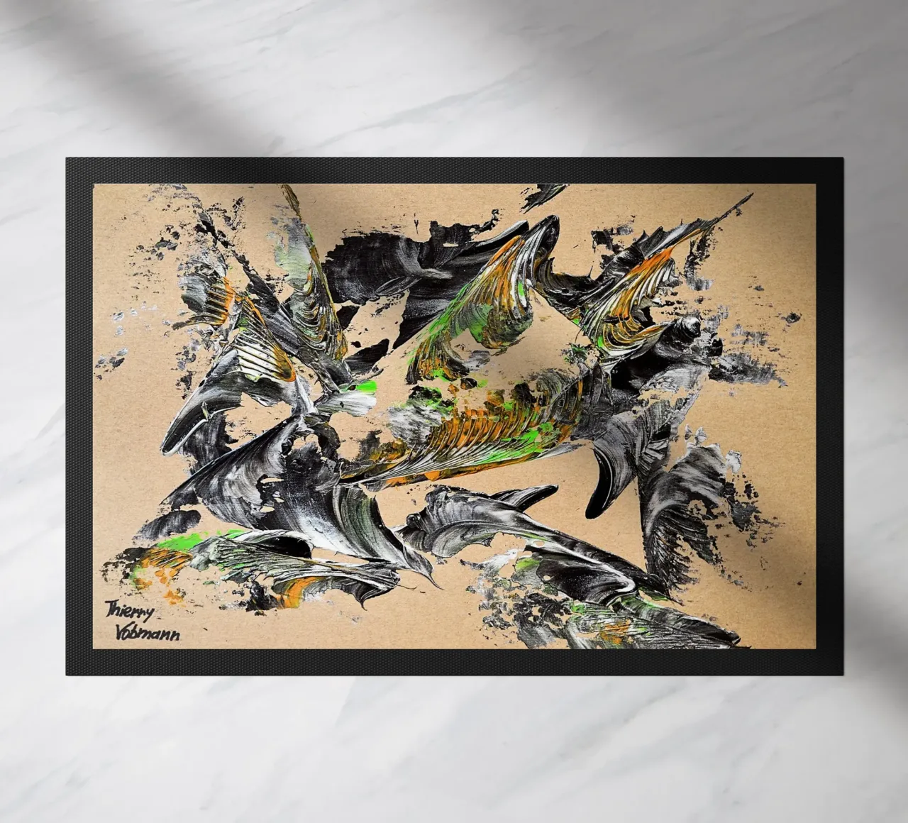 MESSAGE FROM THE HEART 30 Fußmatte von Thierry Vobmann Abstract painting