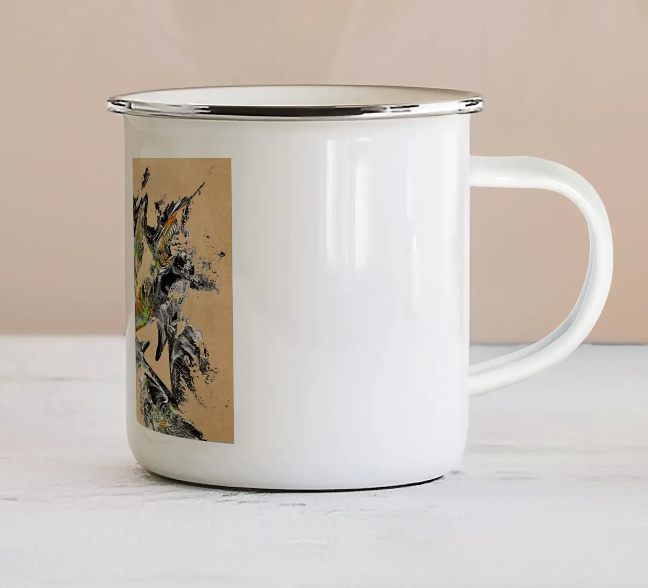 MESSAGE FROM THE HEART 30 Emaille Tasse von Thierry Vobmann Abstract painting