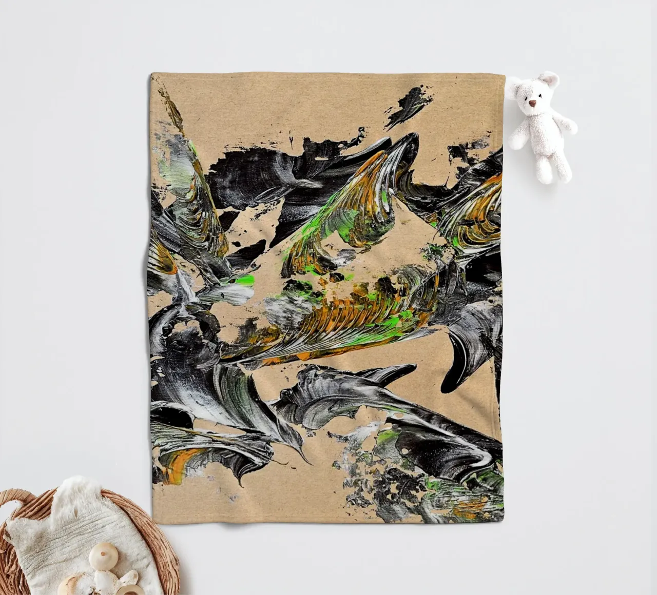 MESSAGE FROM THE HEART 30 coperta in pile da Thierry Vobmann Abstract painting