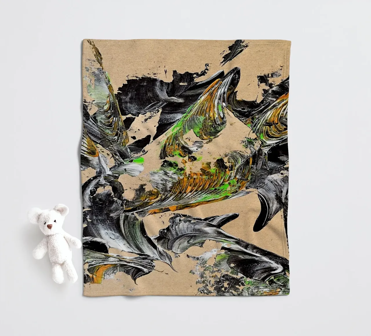 MESSAGE FROM THE HEART 30 coperta in pile da Thierry Vobmann Abstract painting