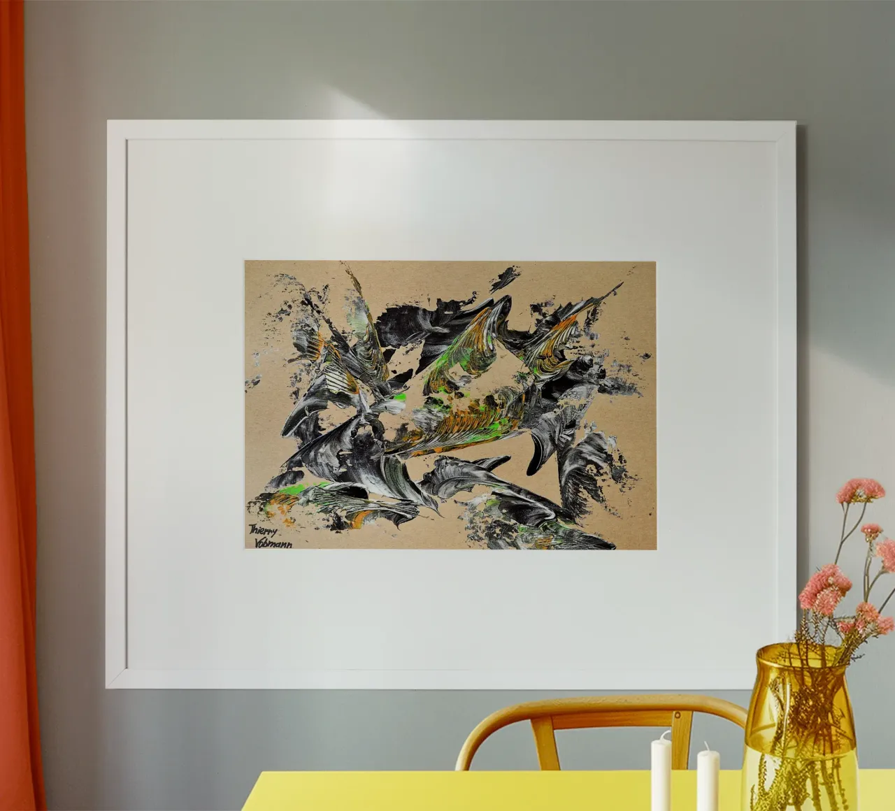 MESSAGE FROM THE HEART 30 carta hahnemühle da Thierry Vobmann Abstract painting