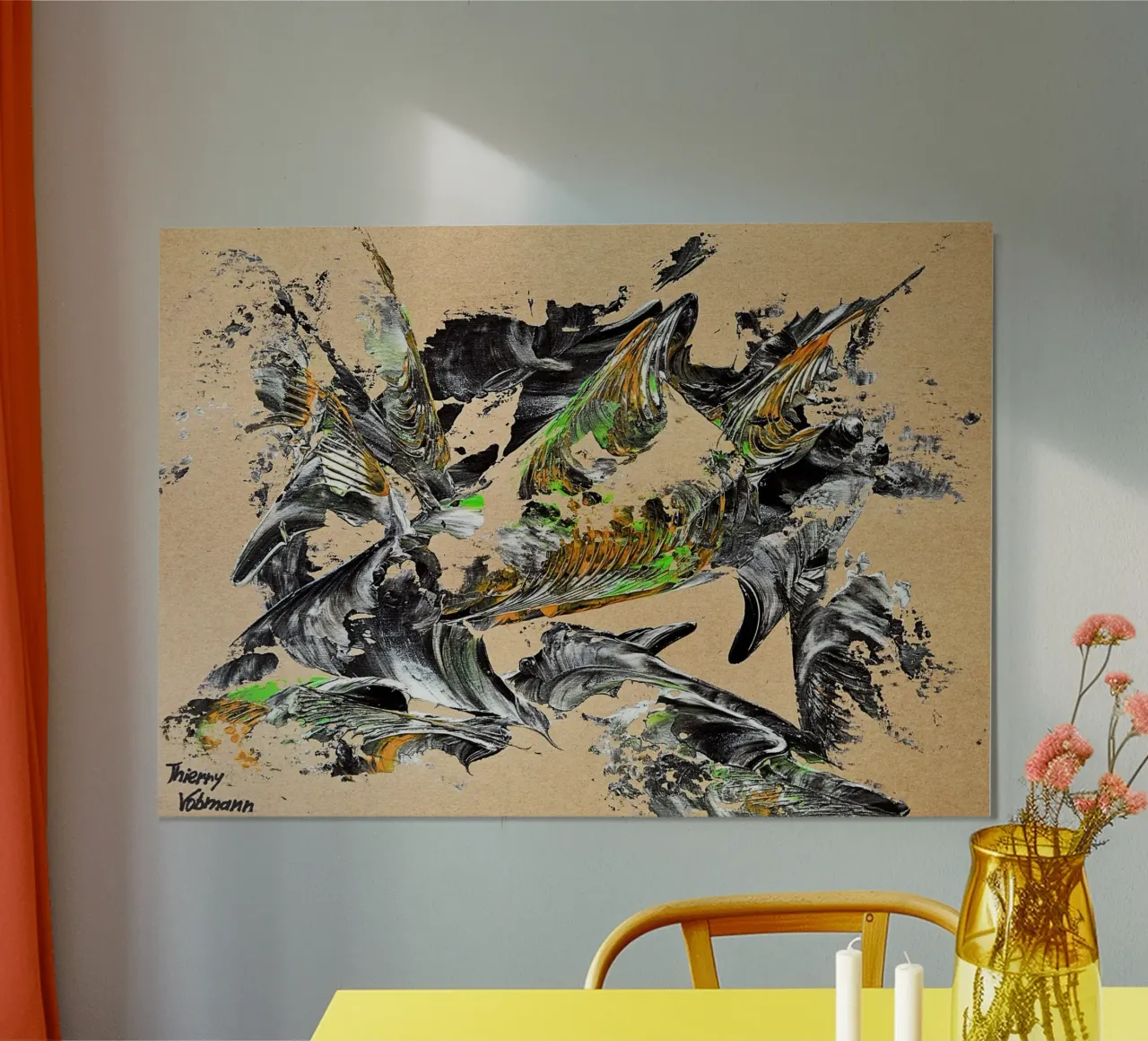 MESSAGE FROM THE HEART 30 carta hahnemühle da Thierry Vobmann Abstract painting