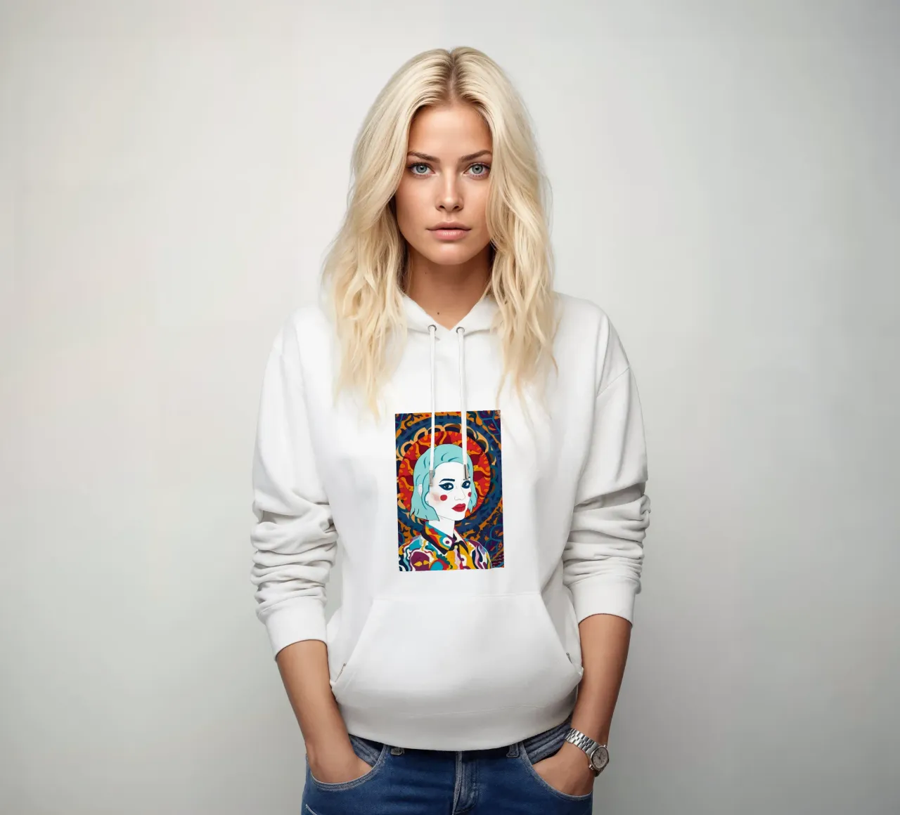 Ritratto caleidoscopico felpa con cappuccio da Ivory Frame