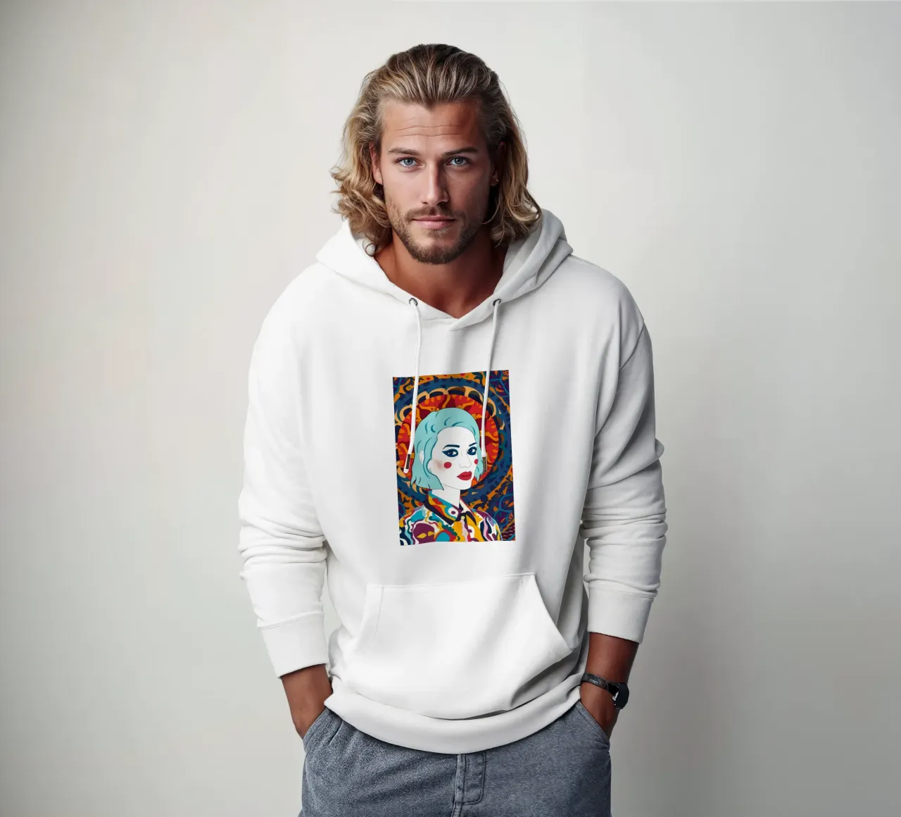 Ritratto caleidoscopico felpa con cappuccio da Ivory Frame