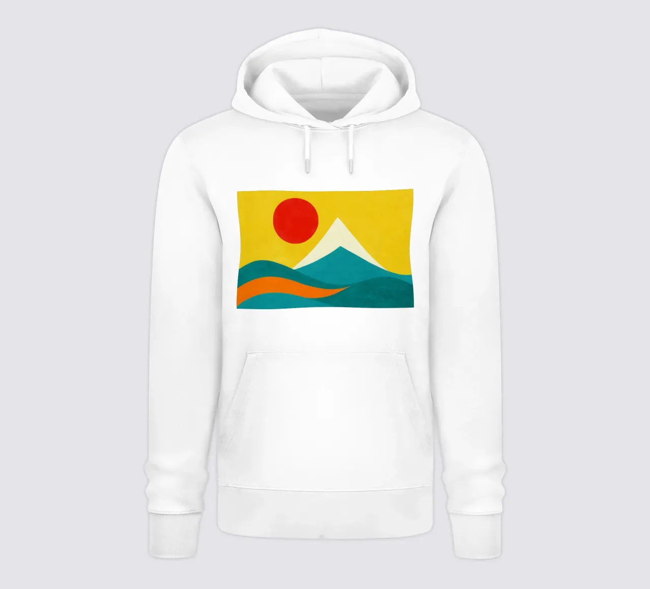 Monte Fuji - Lo splendore del sole rosso felpa con cappuccio da Affiches Soleil & Déco Lumineuse – Sunny