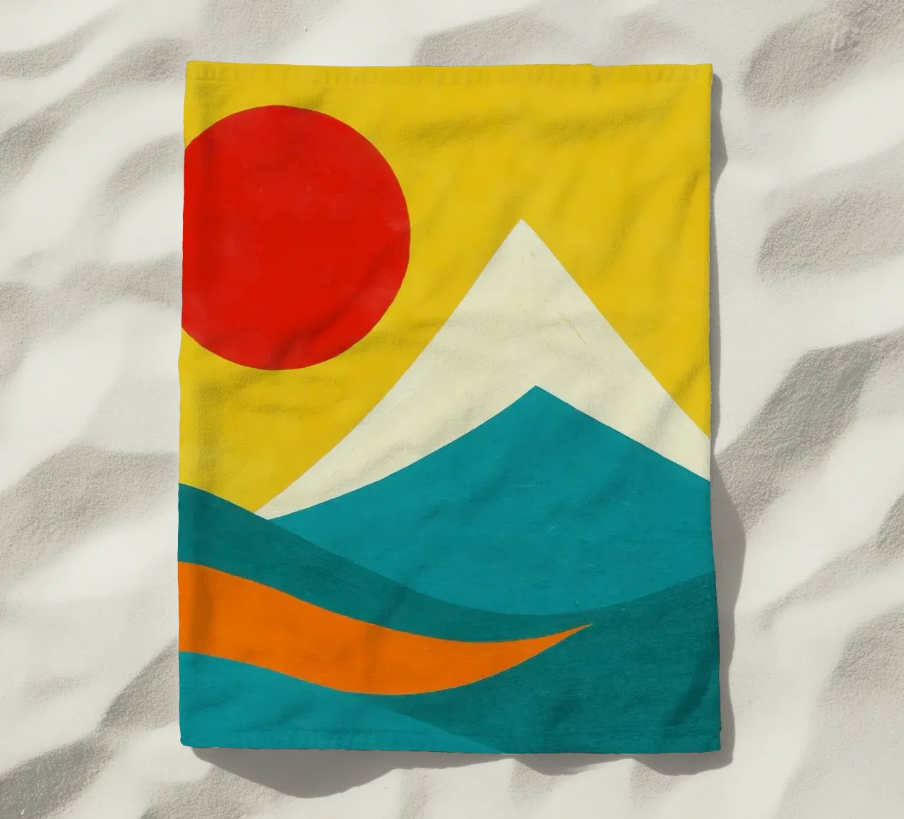 Mount Fuji - The Radiance of the Red Sun beach towel by Affiches Soleil & Déco Lumineuse – Sunny