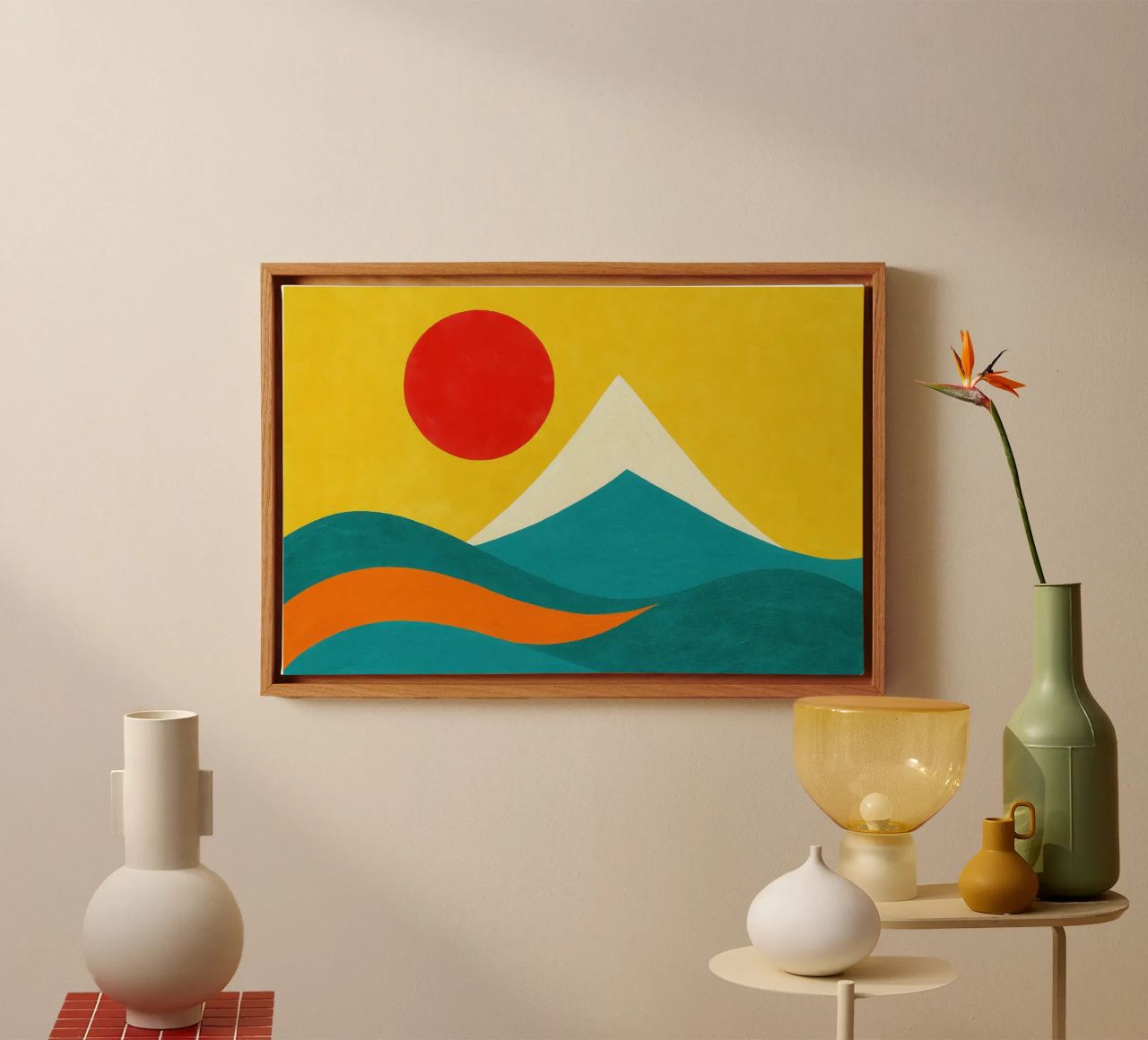 Mont Fuji – L'Éclat du Soleil Rouge toile de Affiches Soleil & Déco Lumineuse – Sunny