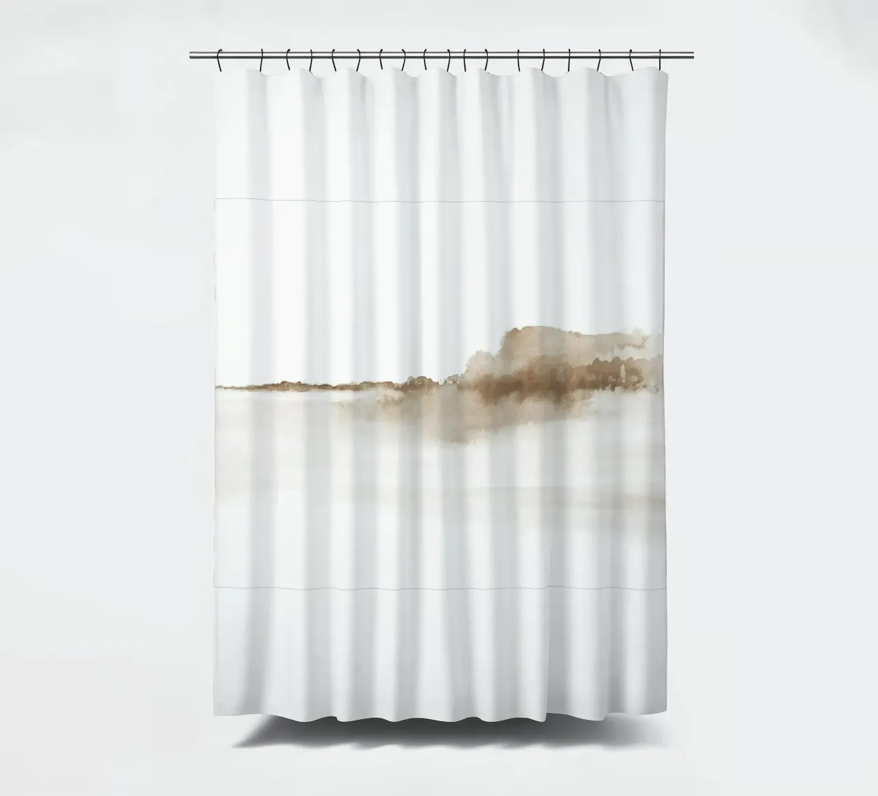 Abstract landschap in beige en wit douchegordijn van NouveauPrints