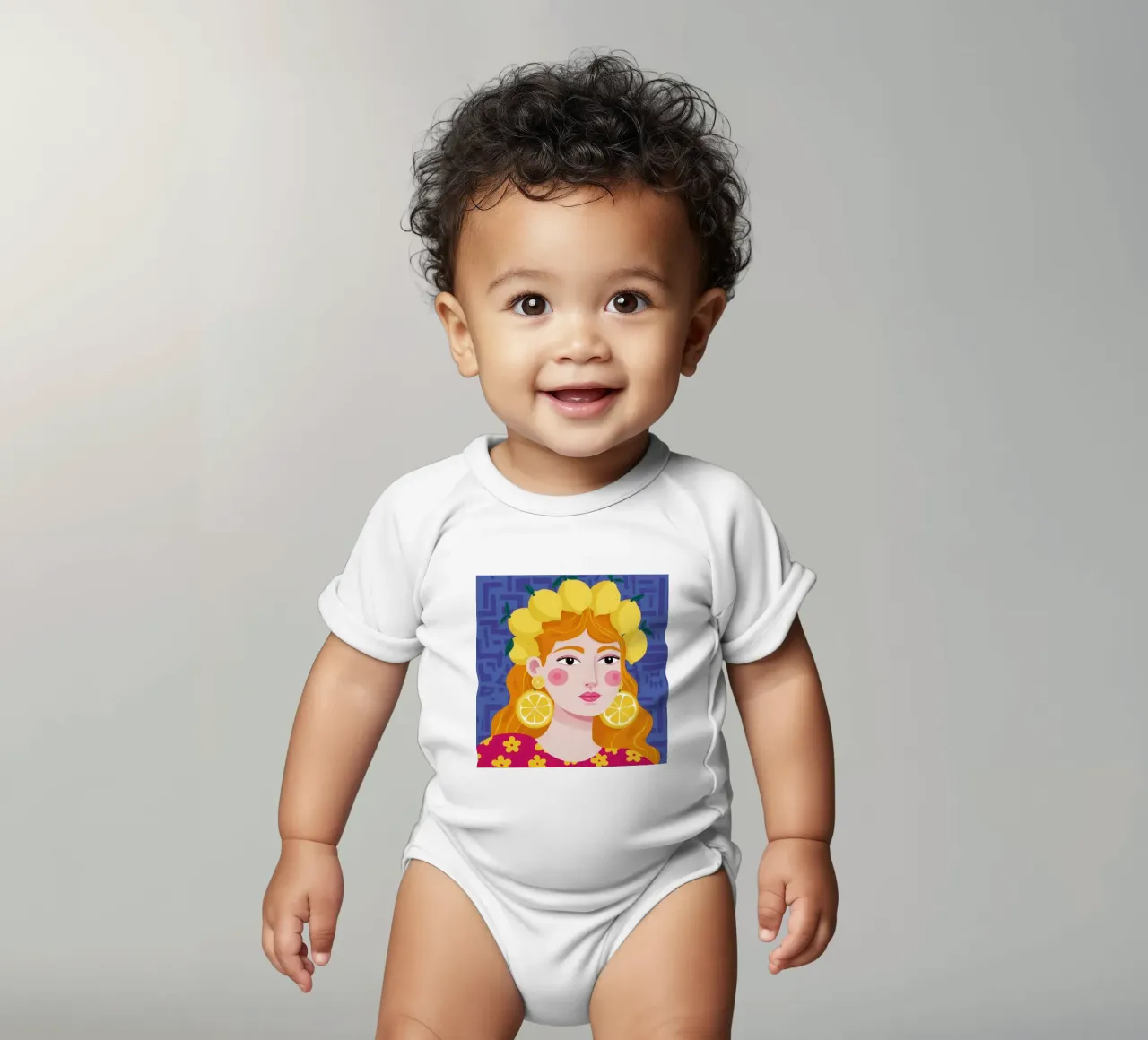 Zitrus Ausstrahlung Kurzarm Babybody von Ivory Frame