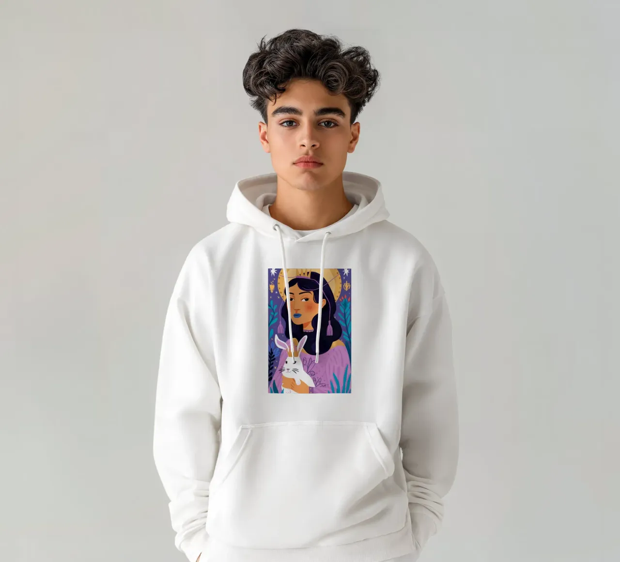 Coniglio mistico felpa con cappuccio da Ivory Frame