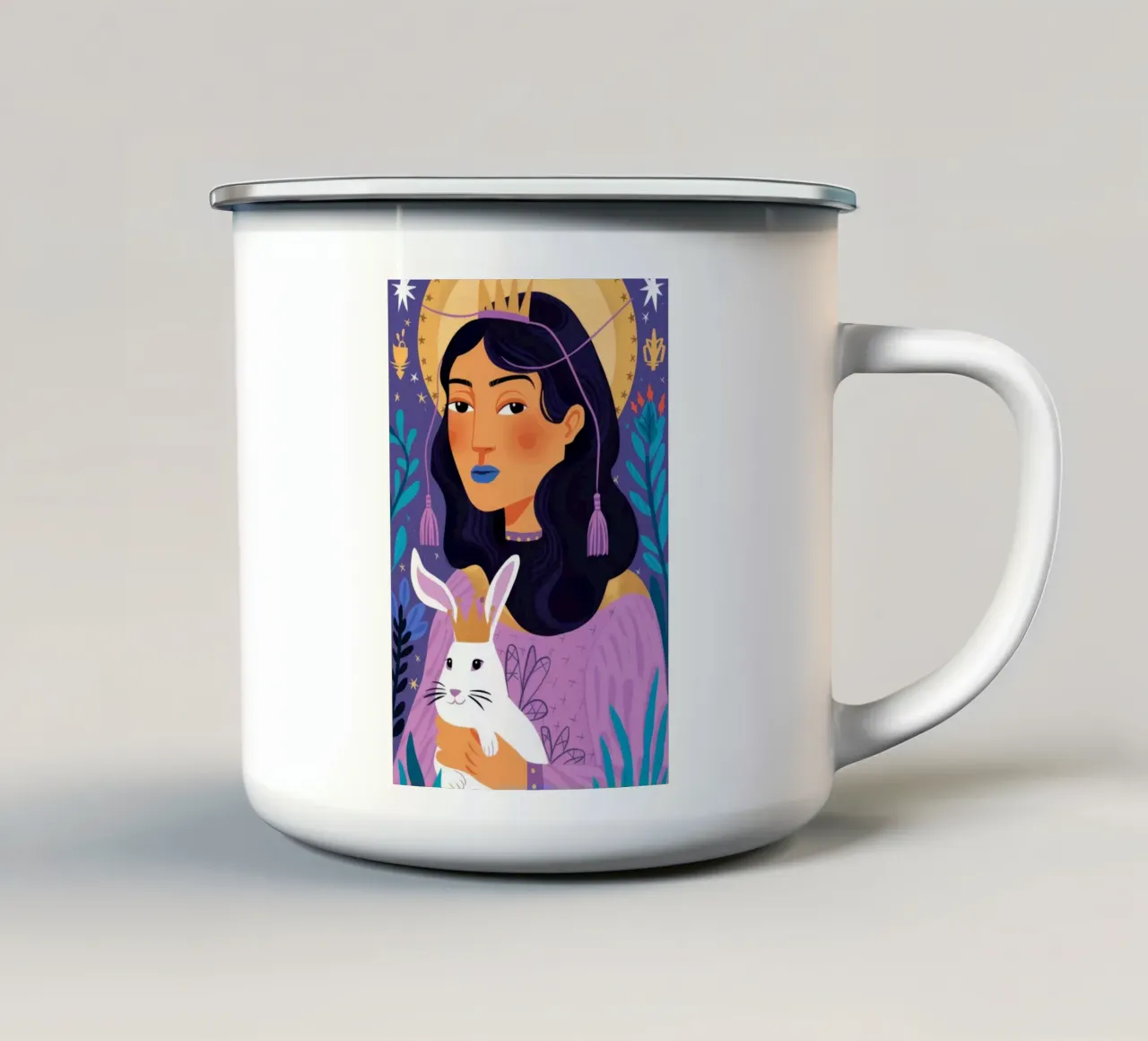 Coniglio mistico tazza in smalto da Ivory Frame