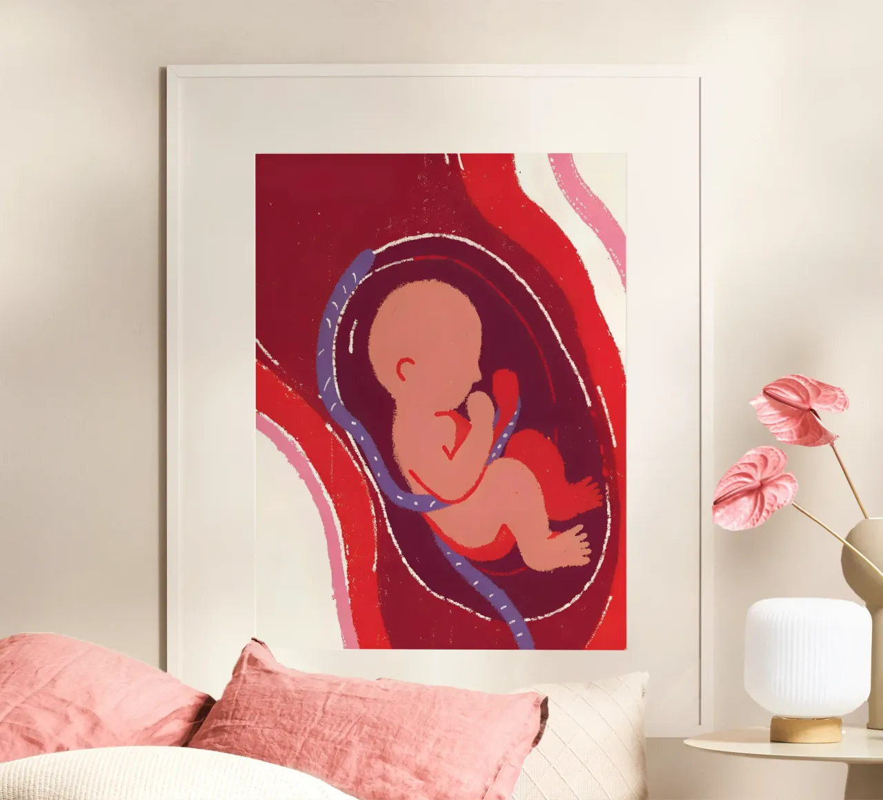 Il bambino nel grembo materno poster con telaio in legno da PERSONAL TOUCH