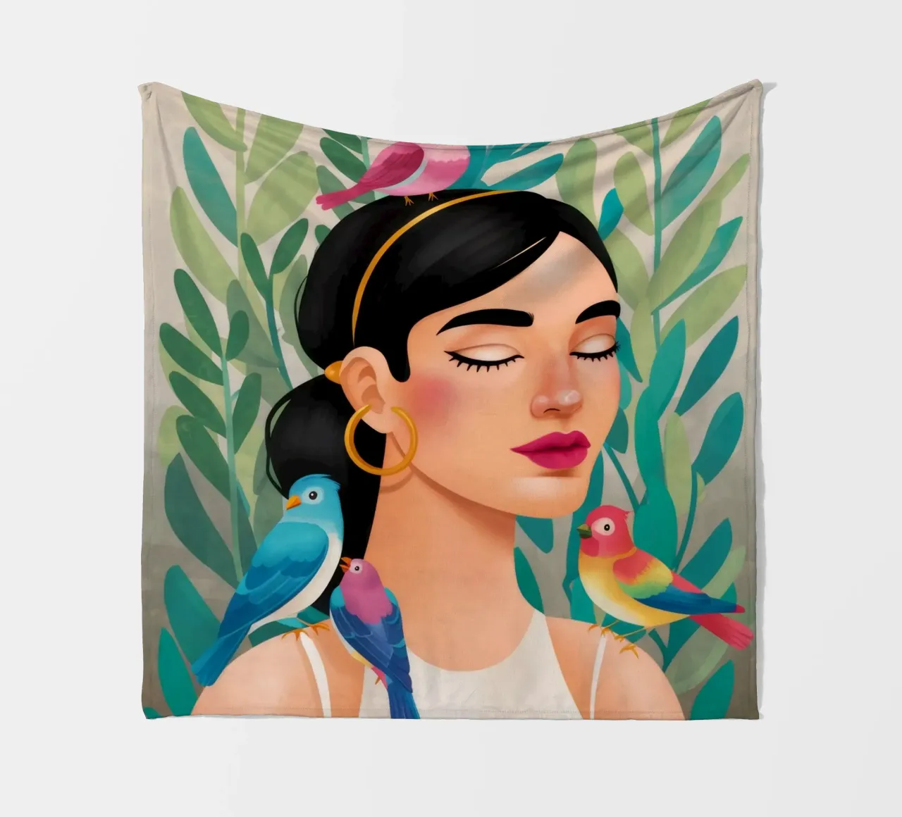 Serene Birds fleece blanket by Ivory Frame