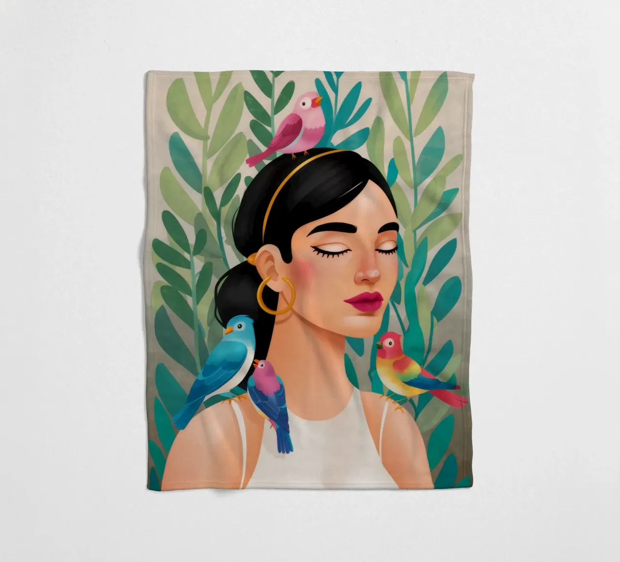 Serene Birds fleece blanket by Ivory Frame