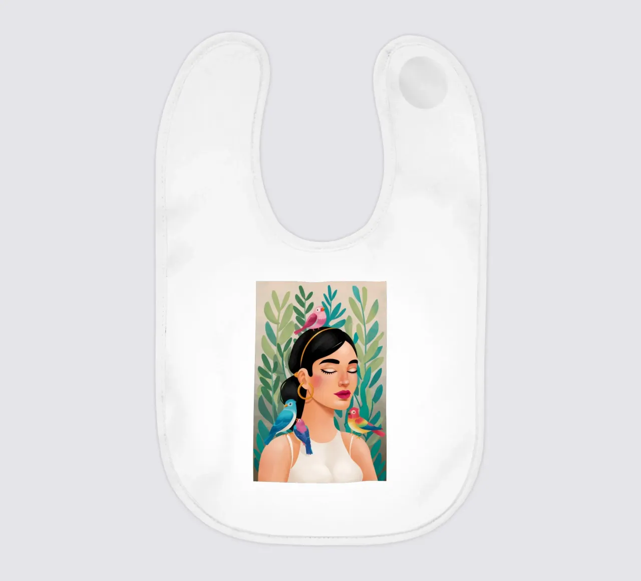 Serene vogels baby slabbetje van Ivory Frame