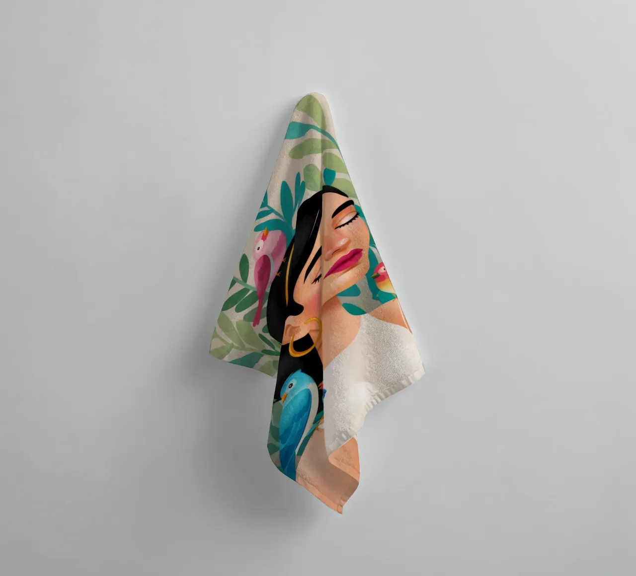 Serene vogels badhanddoek van Ivory Frame