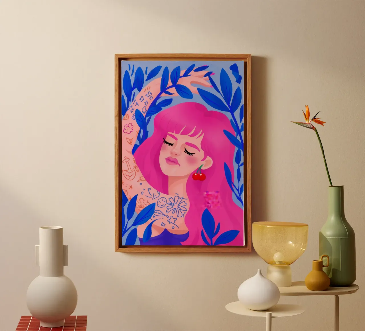 Levendige eigenzinnigheid canvas met Baklijst van Ivory Frame