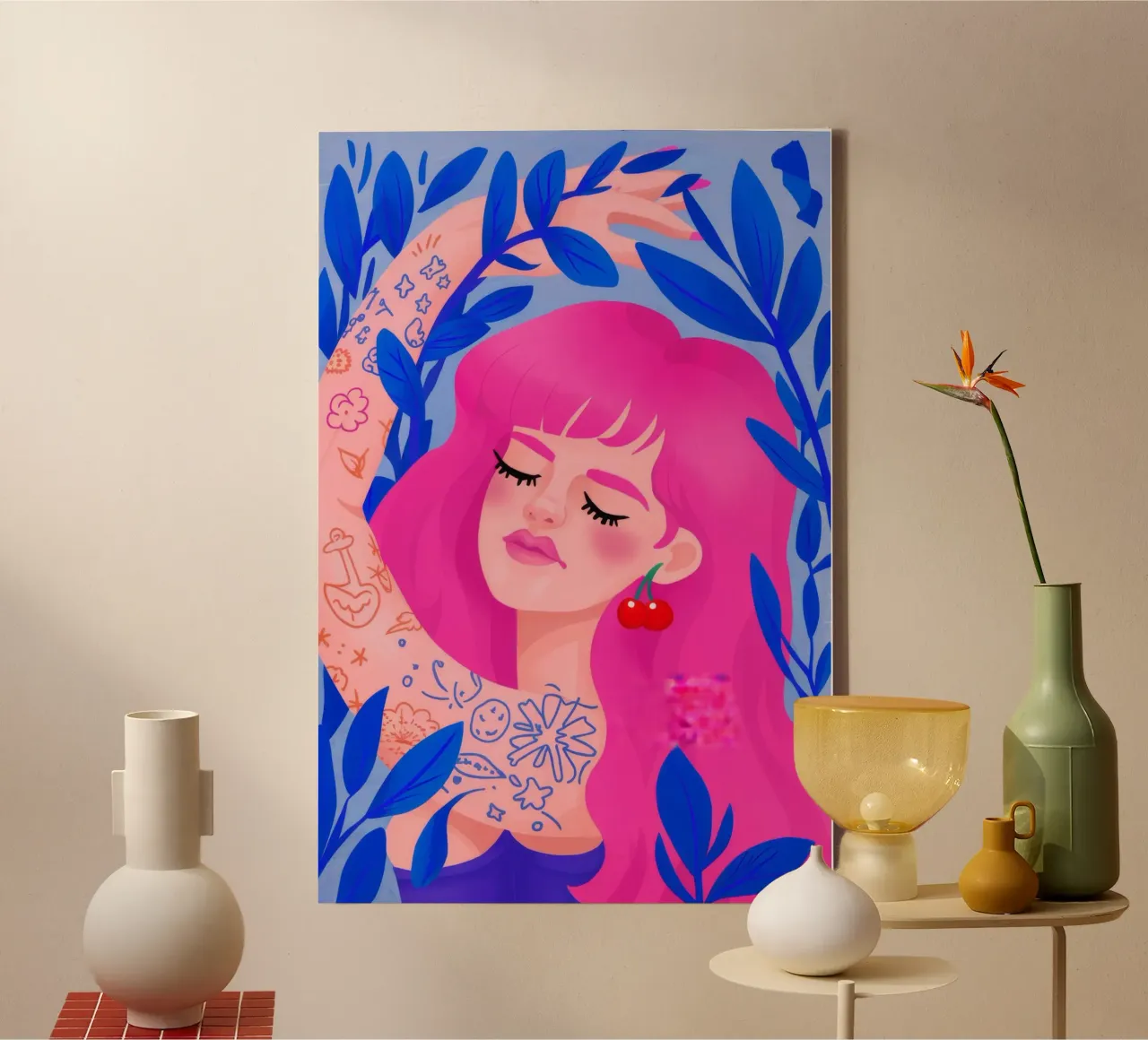 Levendige eigenzinnigheid canvas met Baklijst van Ivory Frame