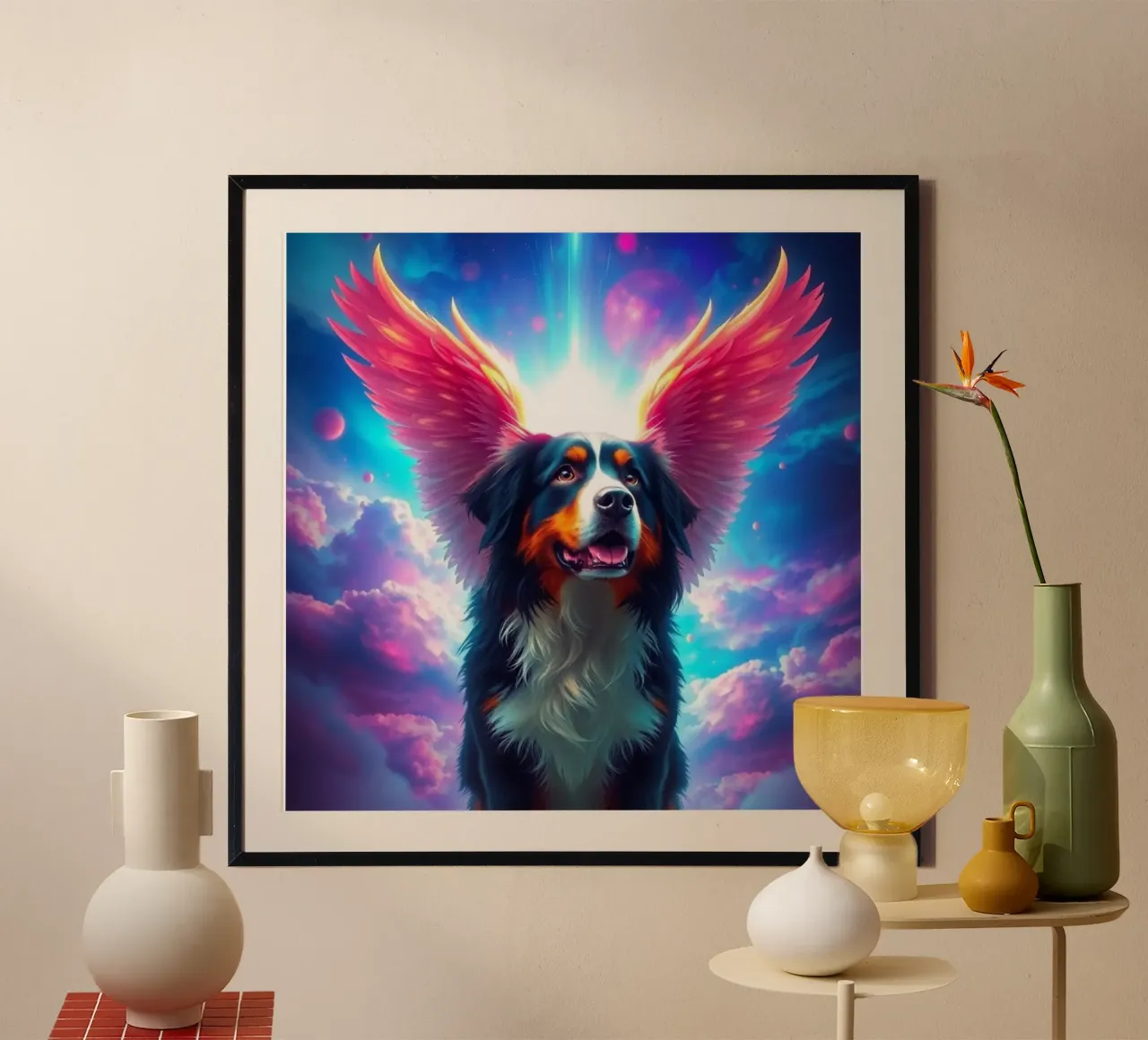 Un angelo del cielo #60 poster con telaio in legno da Yumis.Beargang.and.Me