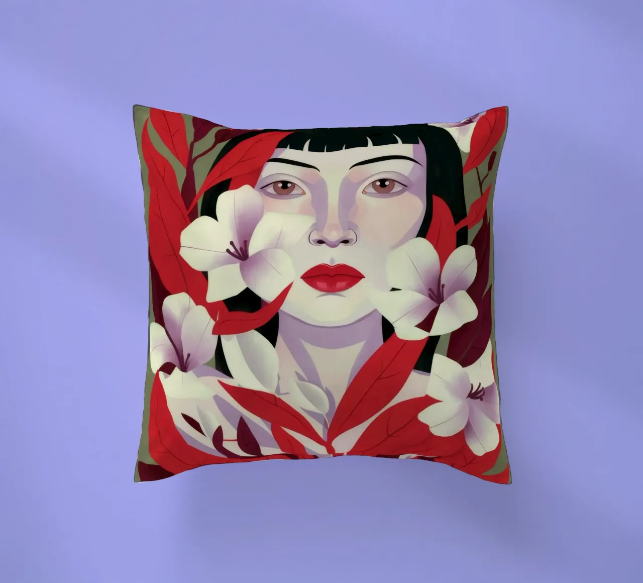 Crimson Petals decorative cushion by Ivory Frame