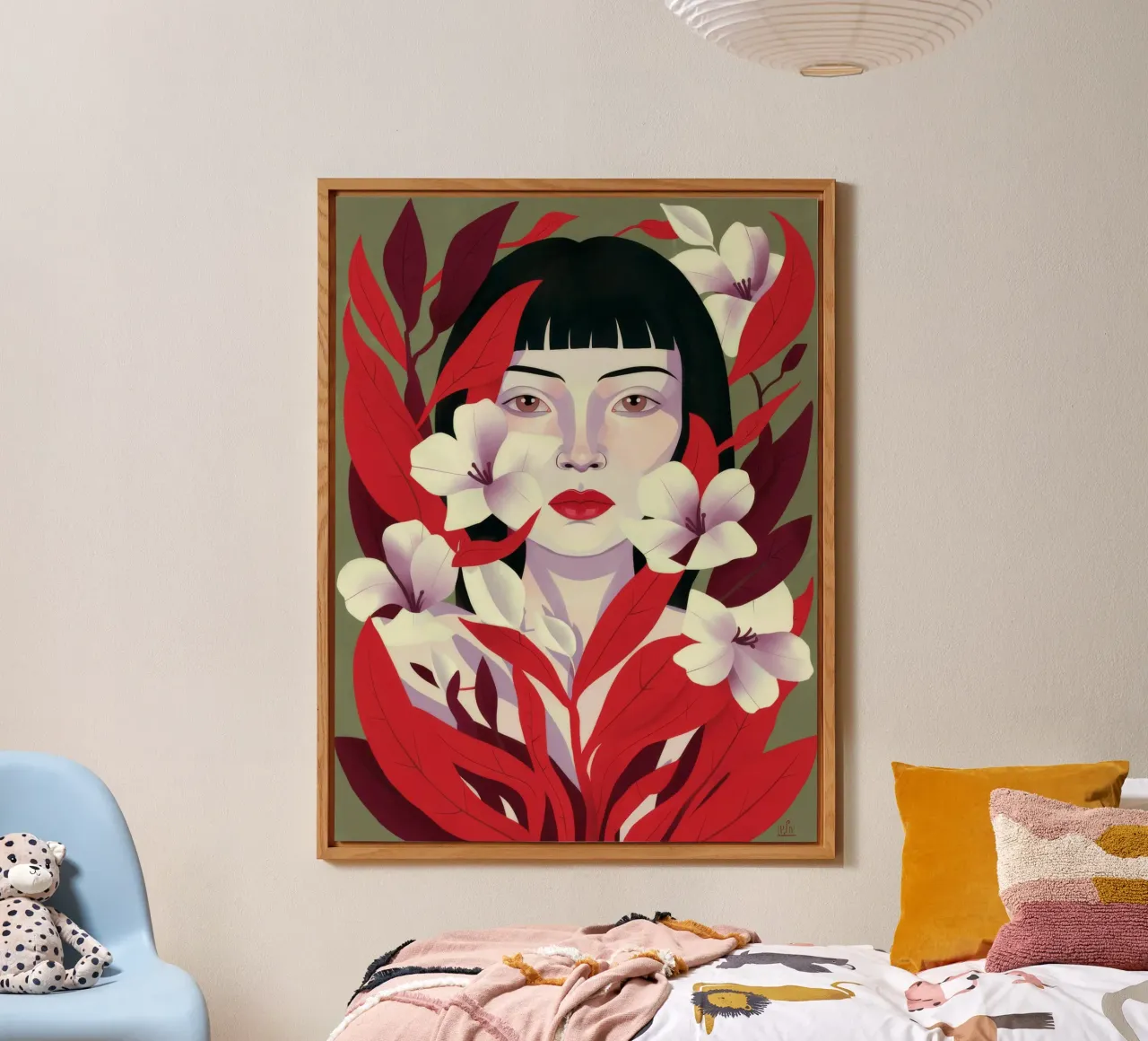 Crimson Petals alu-dibond by Ivory Frame