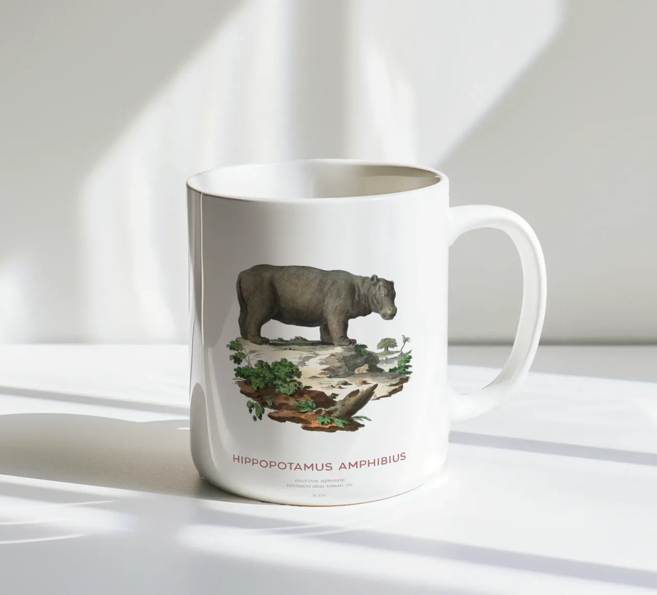 Ippopotamo Incisione minimalista tazza in ceramica da Vintagrafica
