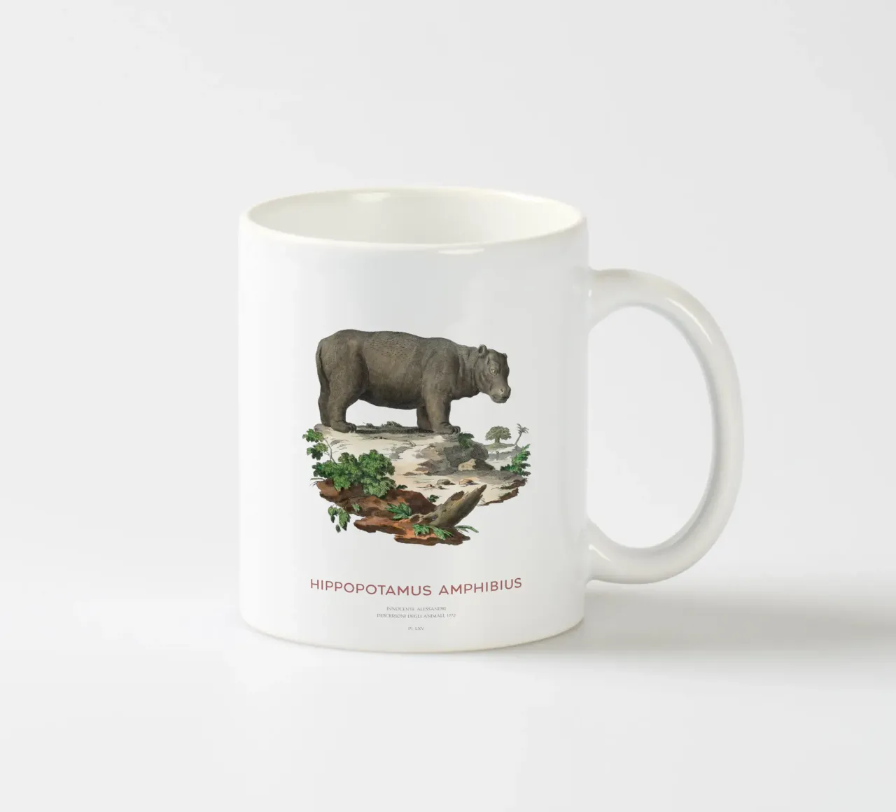 Ippopotamo Incisione minimalista tazza in ceramica da Vintagrafica